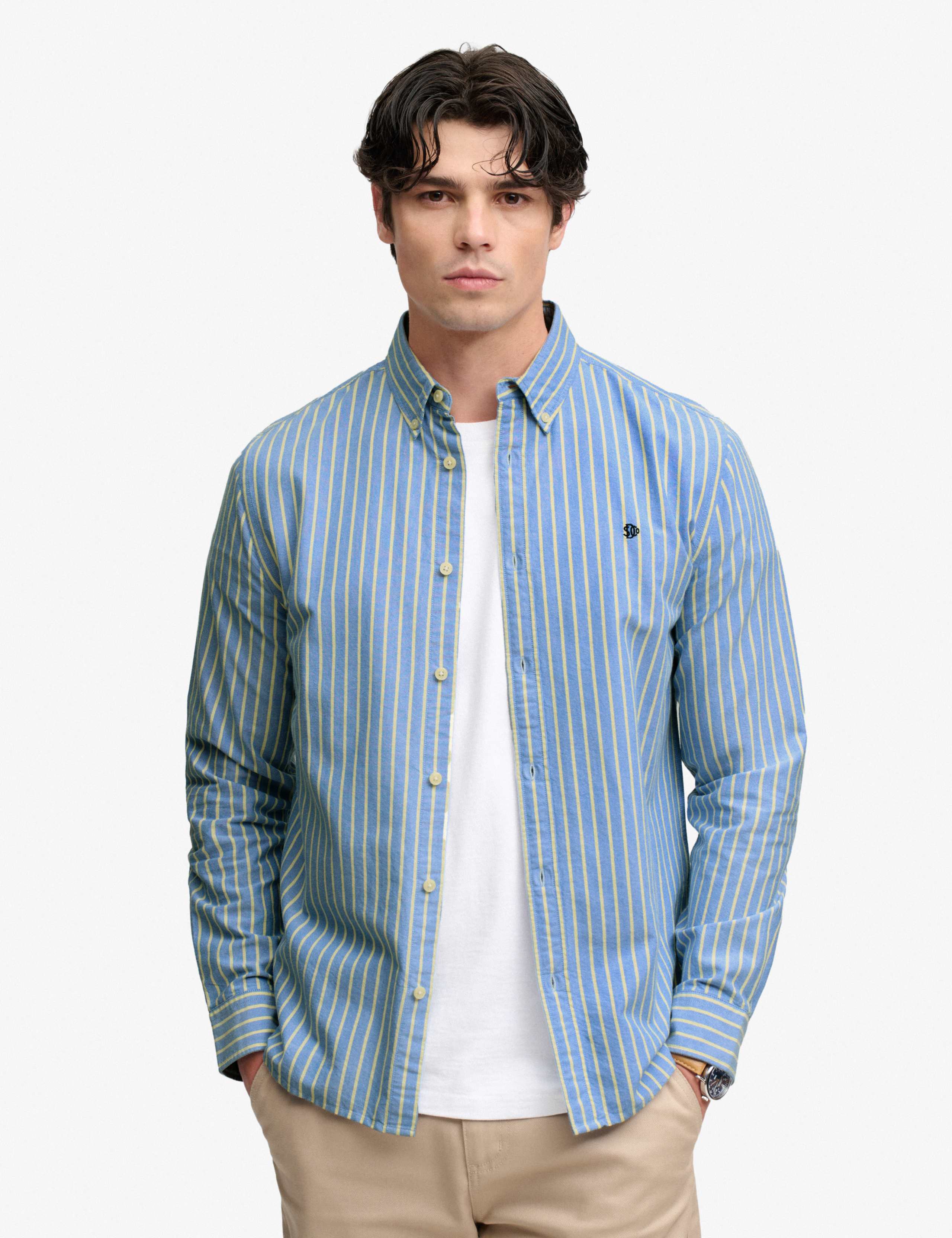Relaxed Fit Preppy Oxford Long Sleeve Shirt
