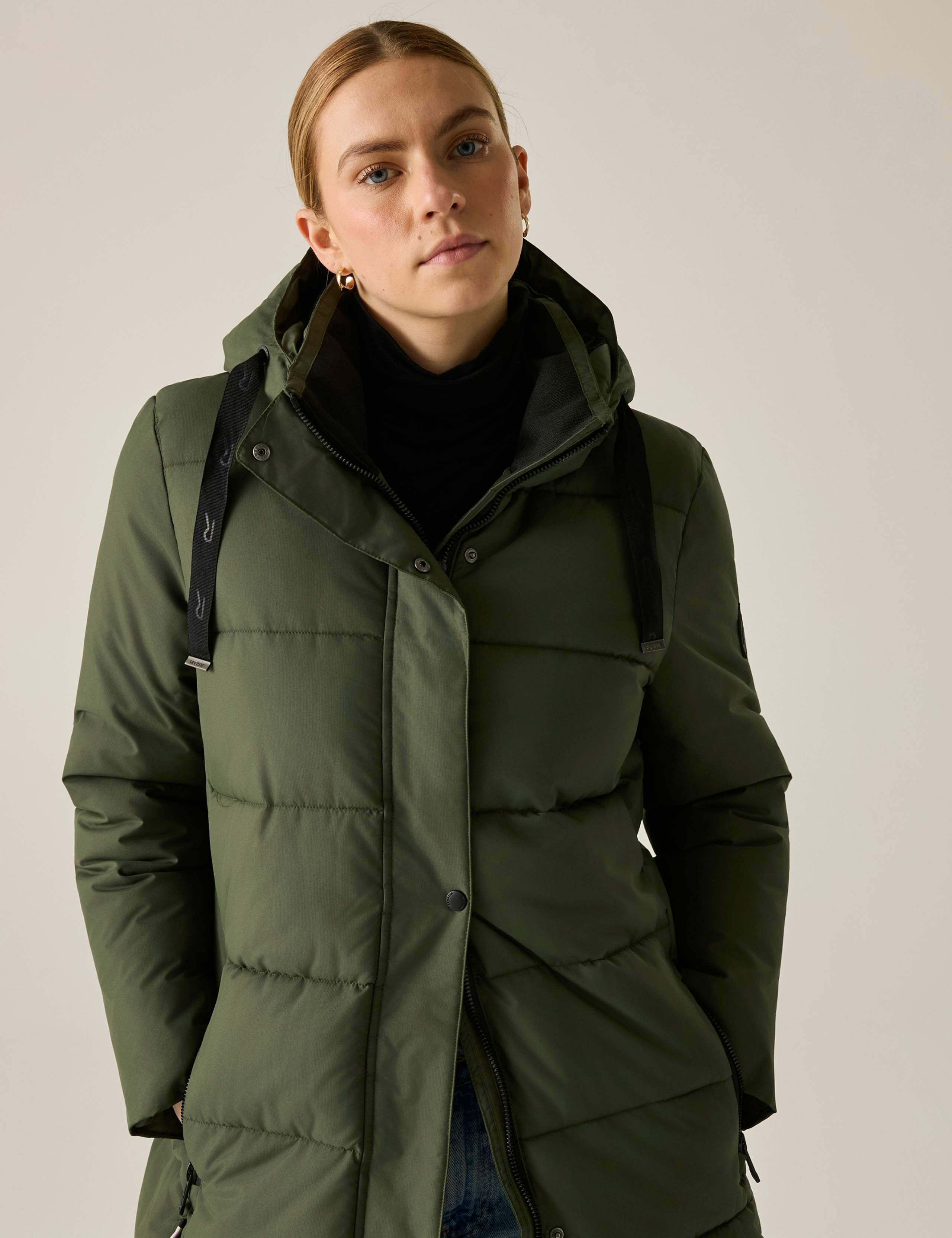 Eryn Hooded Quilted Padded Longline Jacket