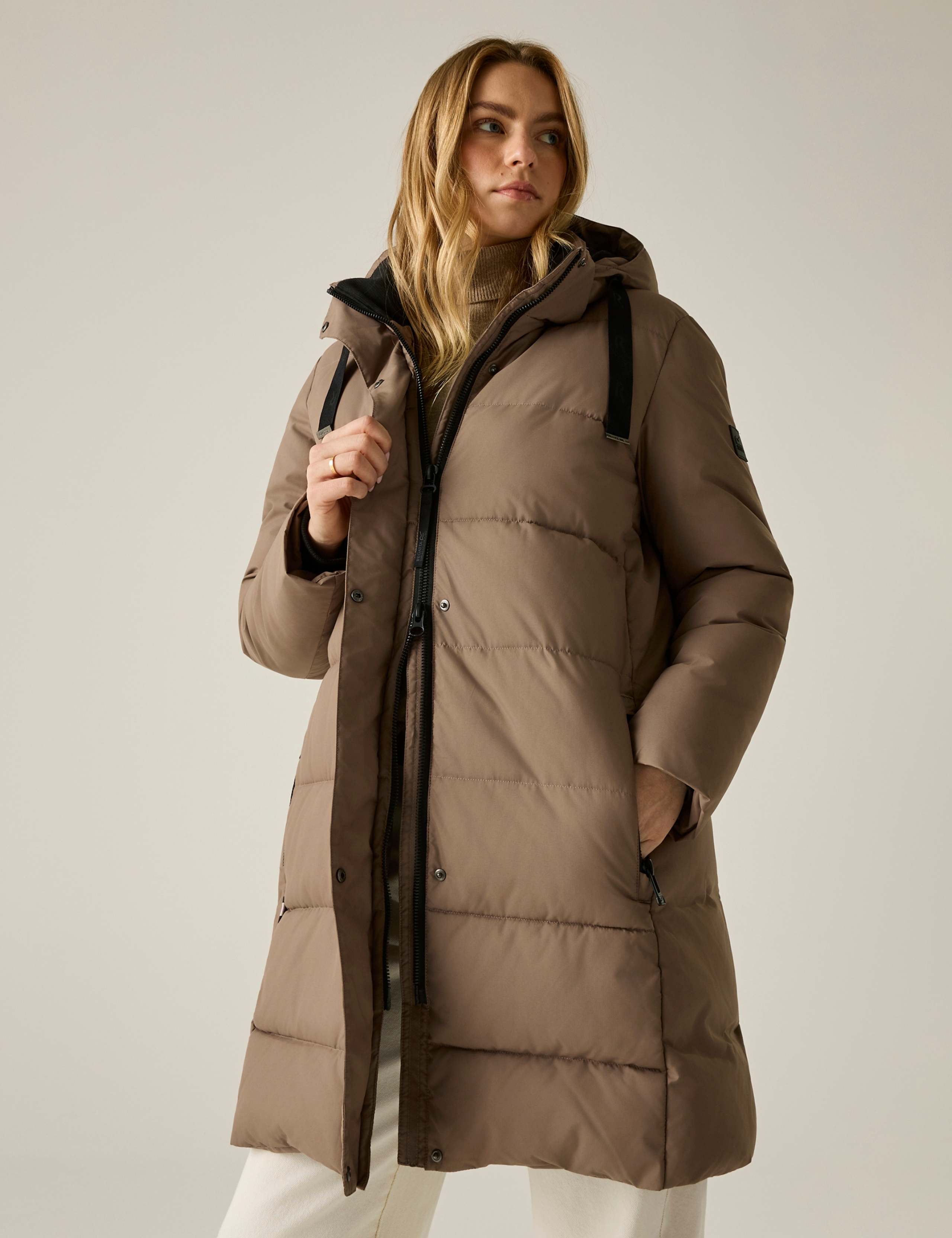 Eryn Hooded Quilted Padded Longline Jacket
