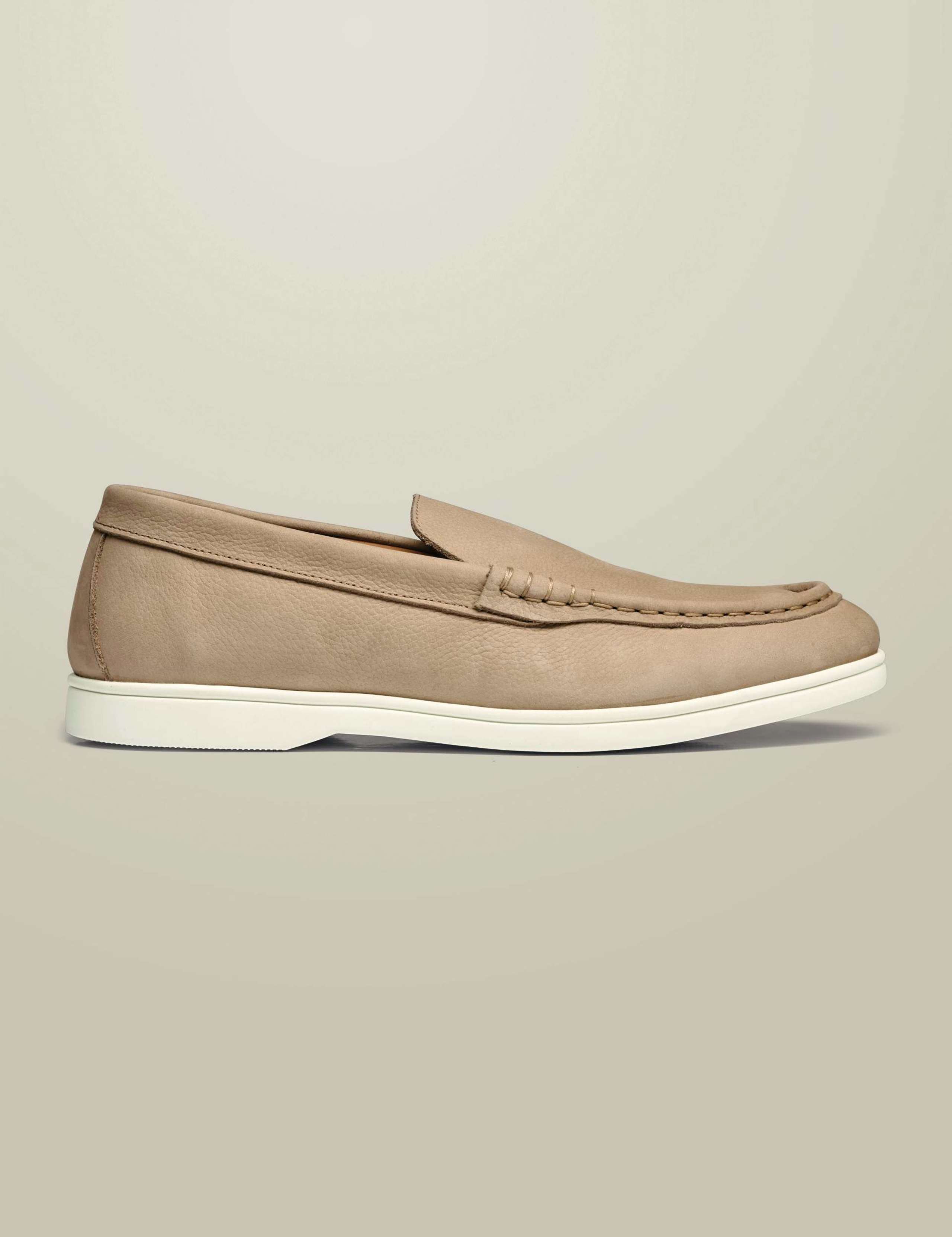 Nubuck Leather Slip-On Loafers