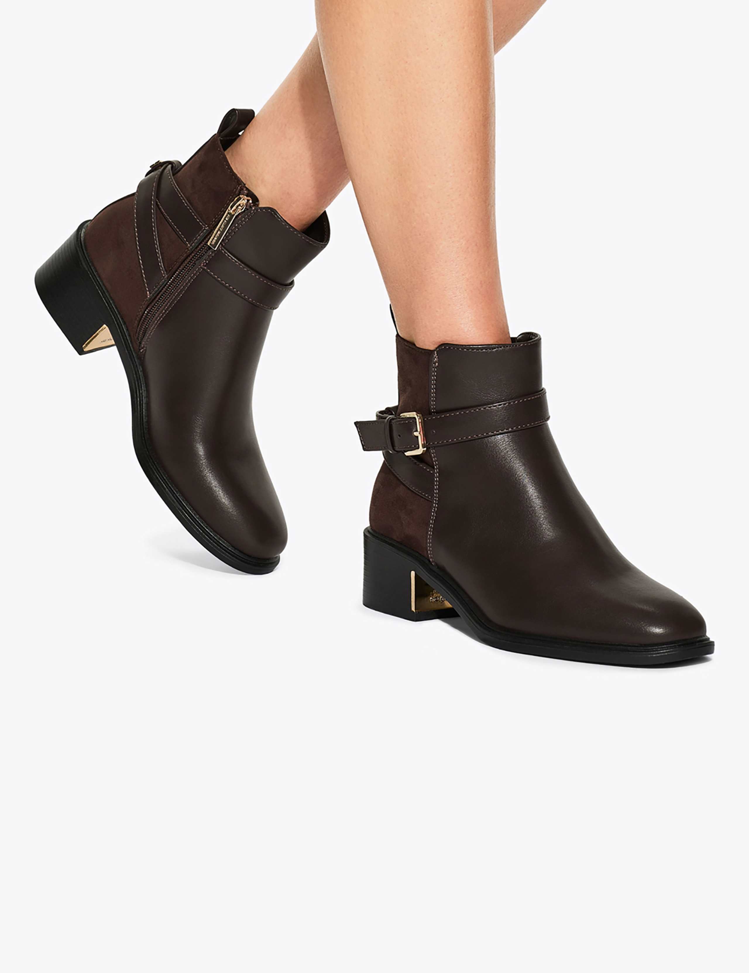 Buckle Strap Detail Block Heel Ankle Boots