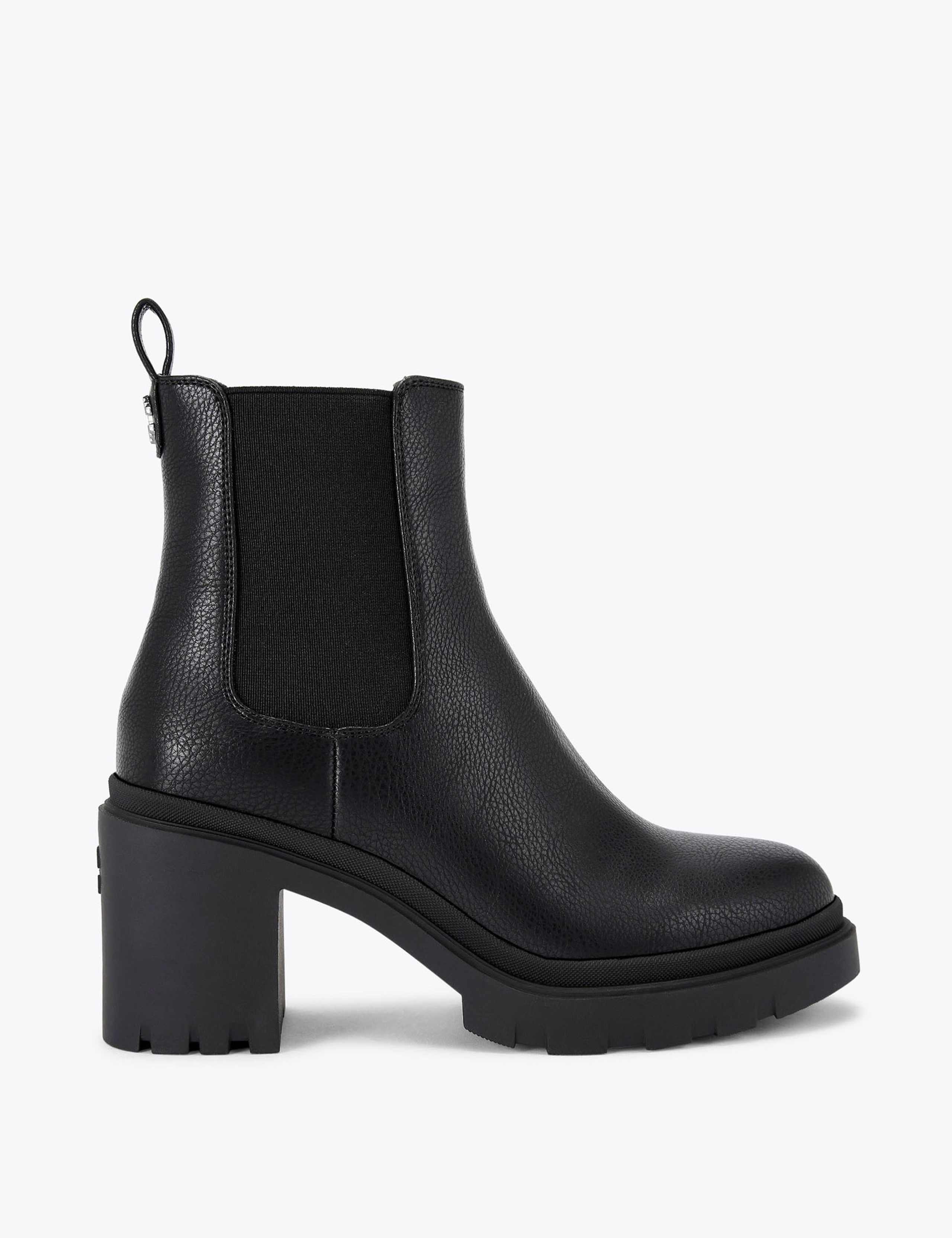 Leather Block Heel Ankle Boots