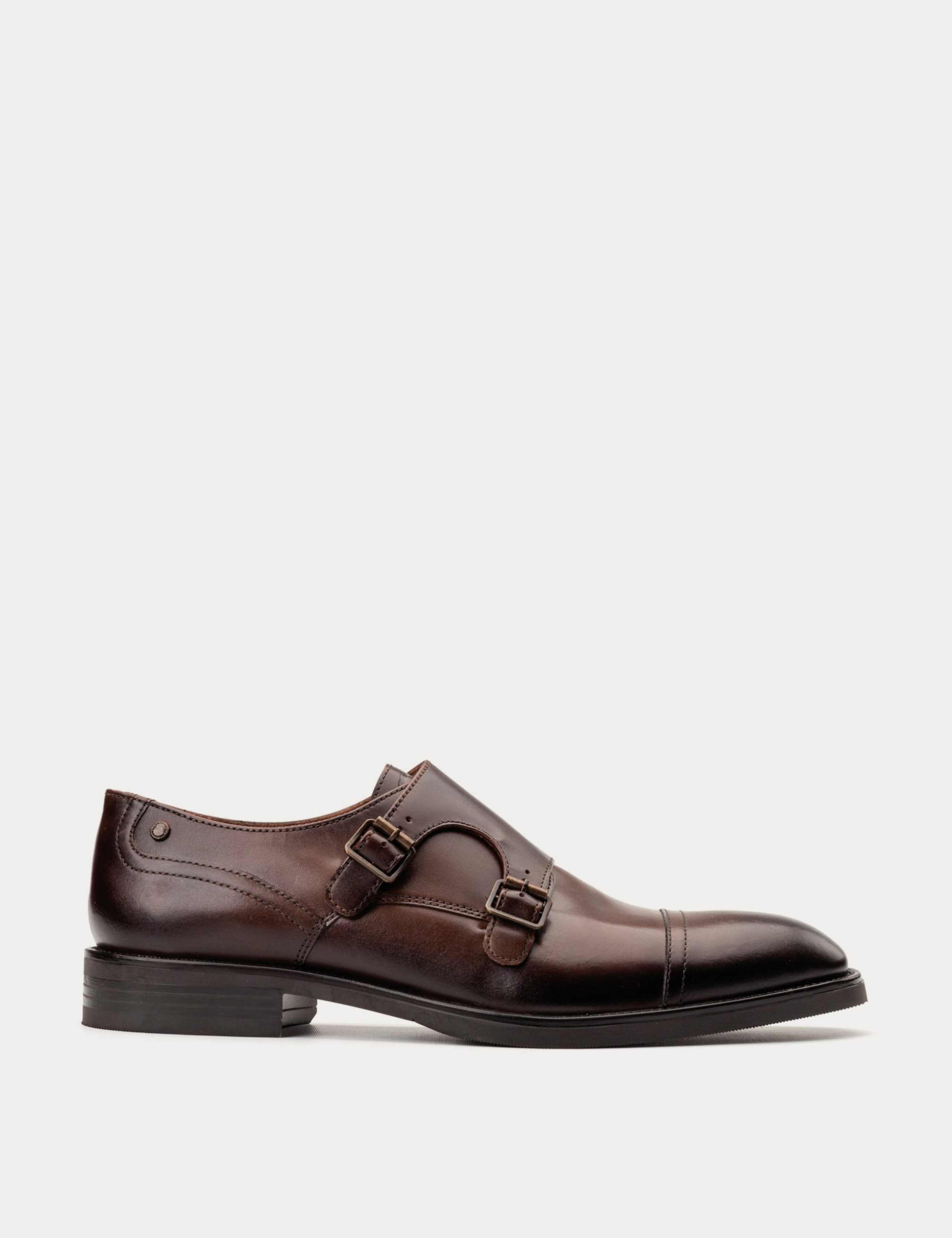 Leather Double Monk Strap Shoes
