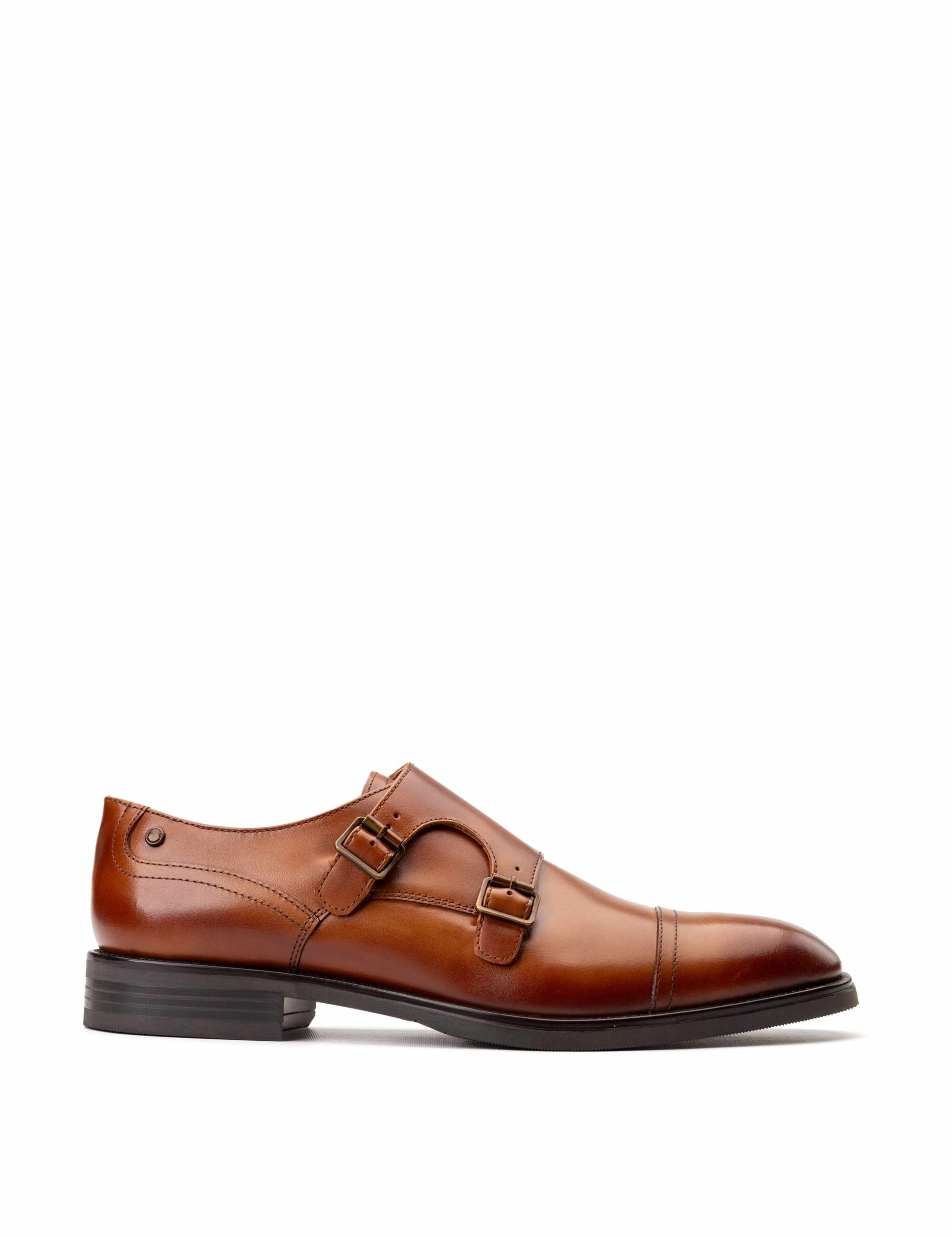 Leather Double Monk Strap Shoes