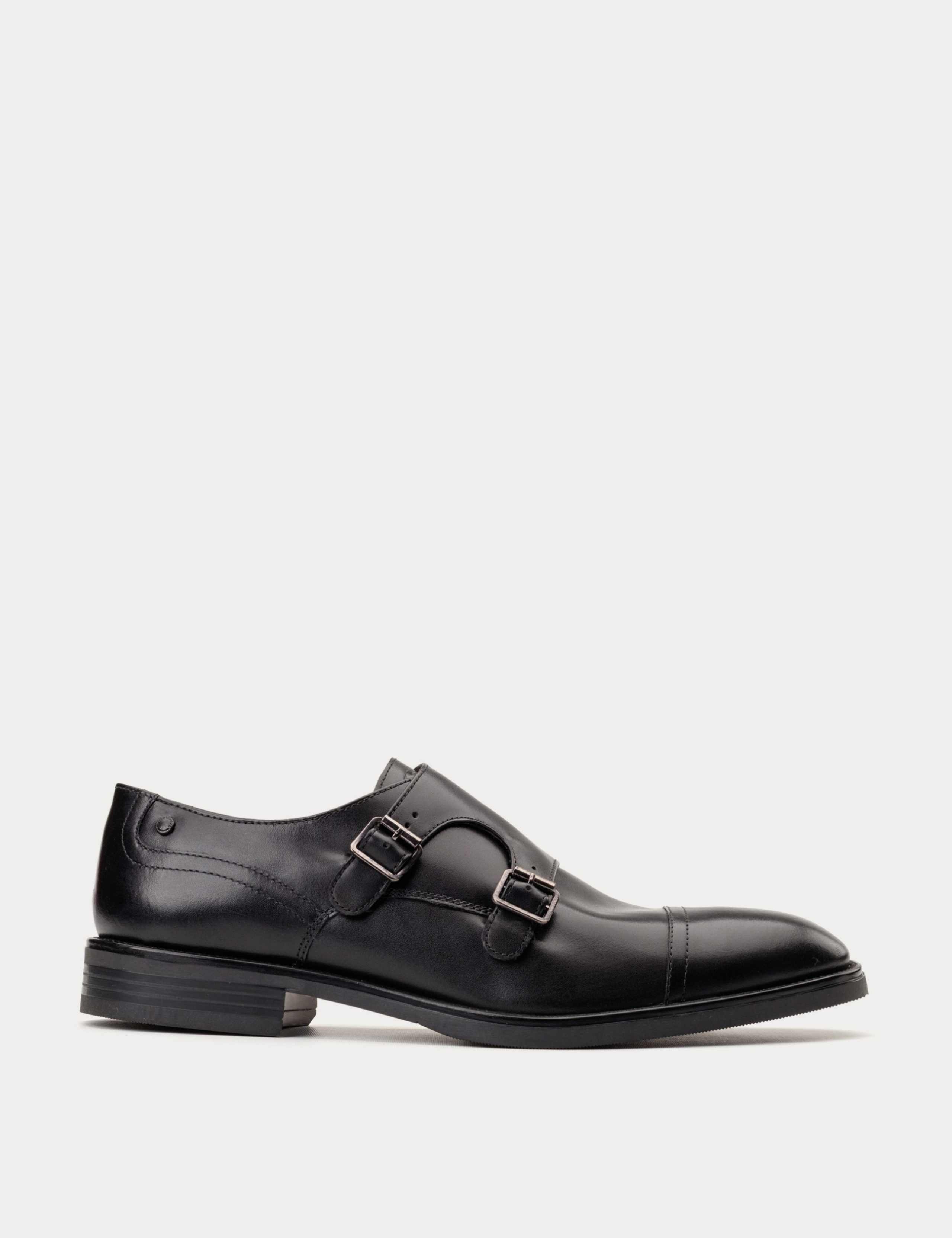 Leather Double Monk Strap Shoes