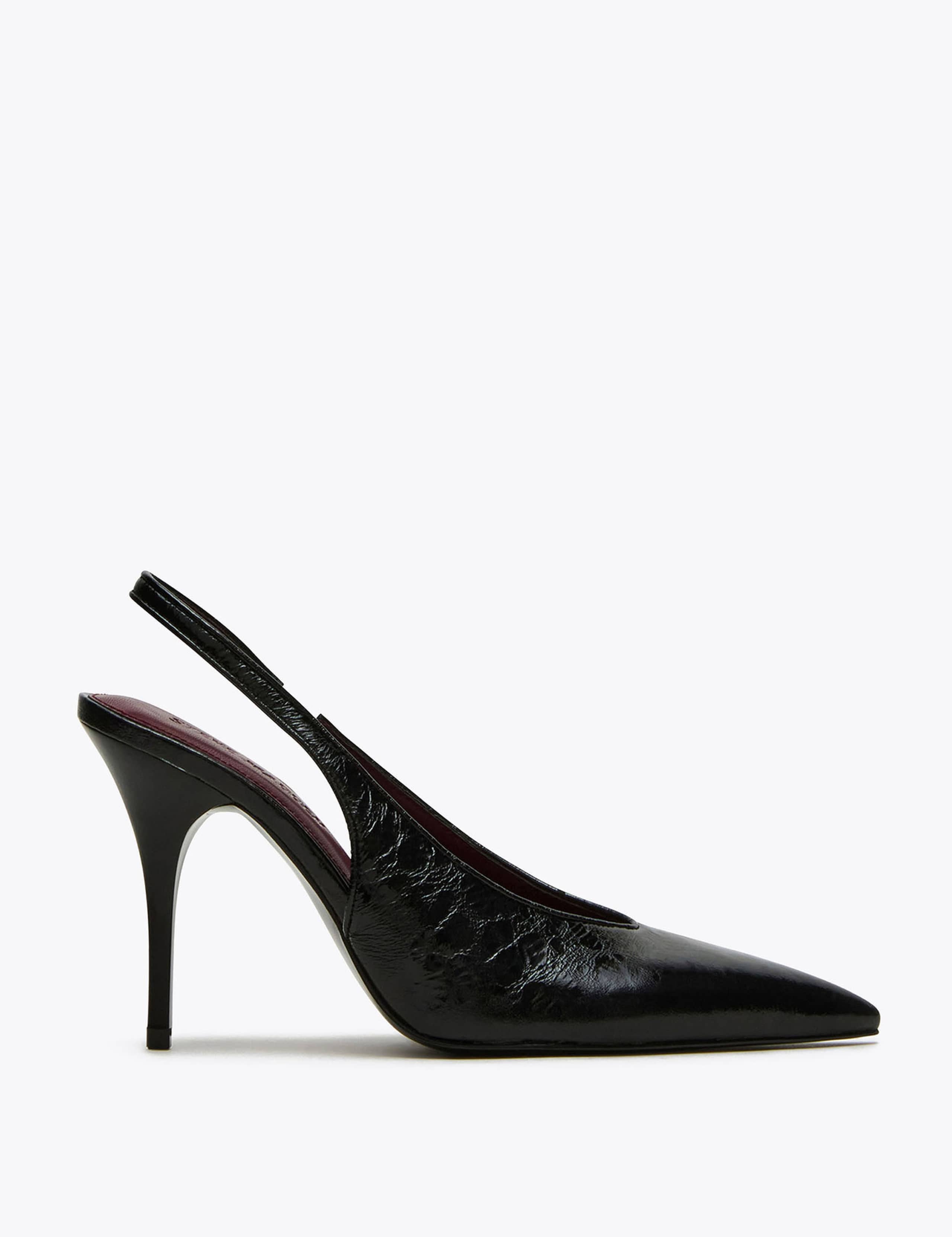 Leather Stiletto Heel Slingback Shoes