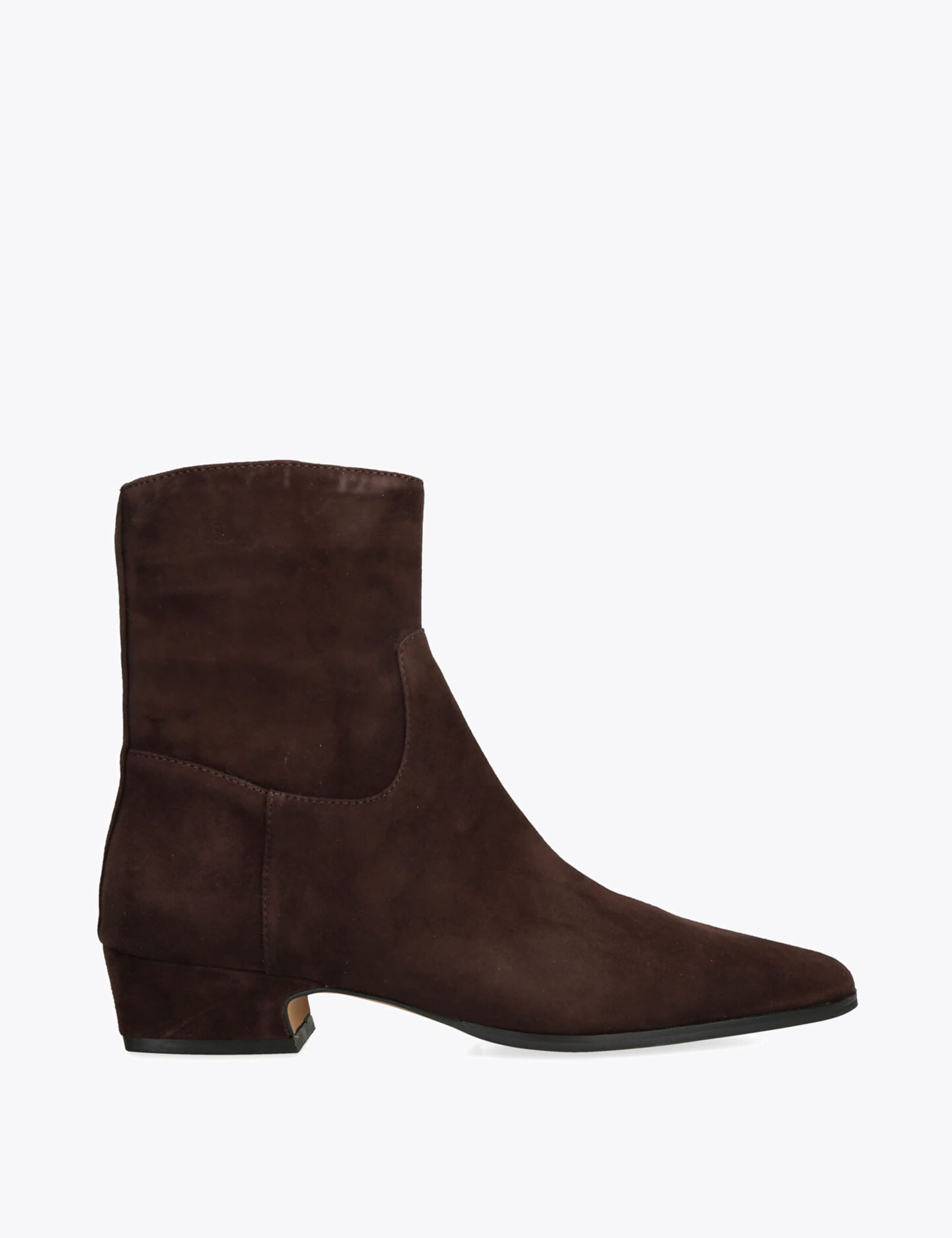 Dusty Suede Block Heel Ankle Boots