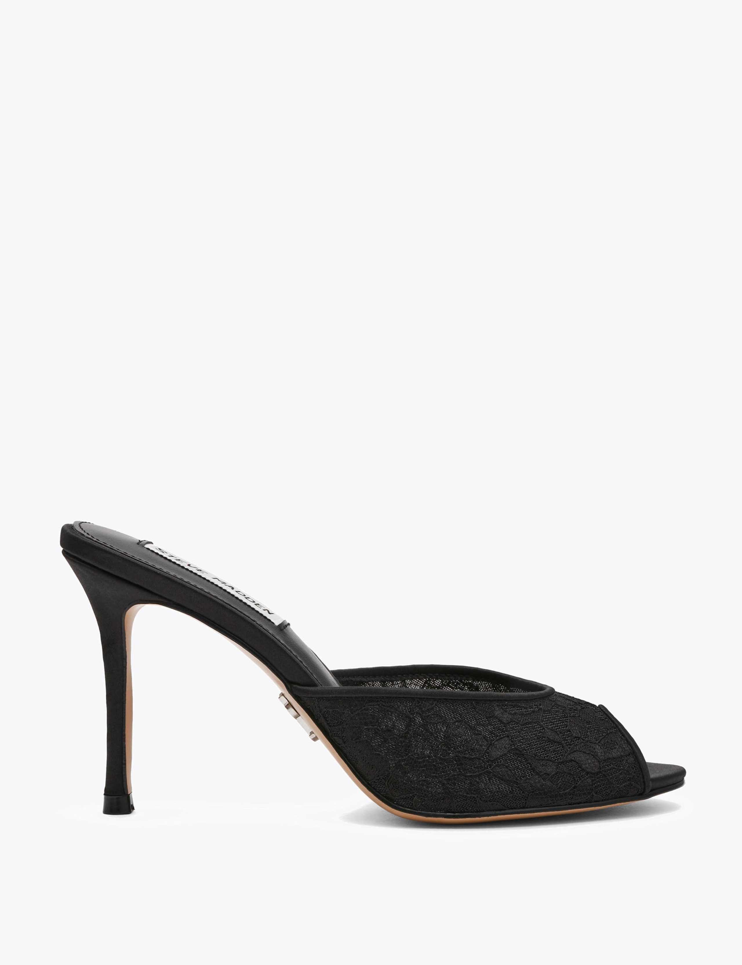 Rollout Lace Stiletto Heel Peep Toe Sandals