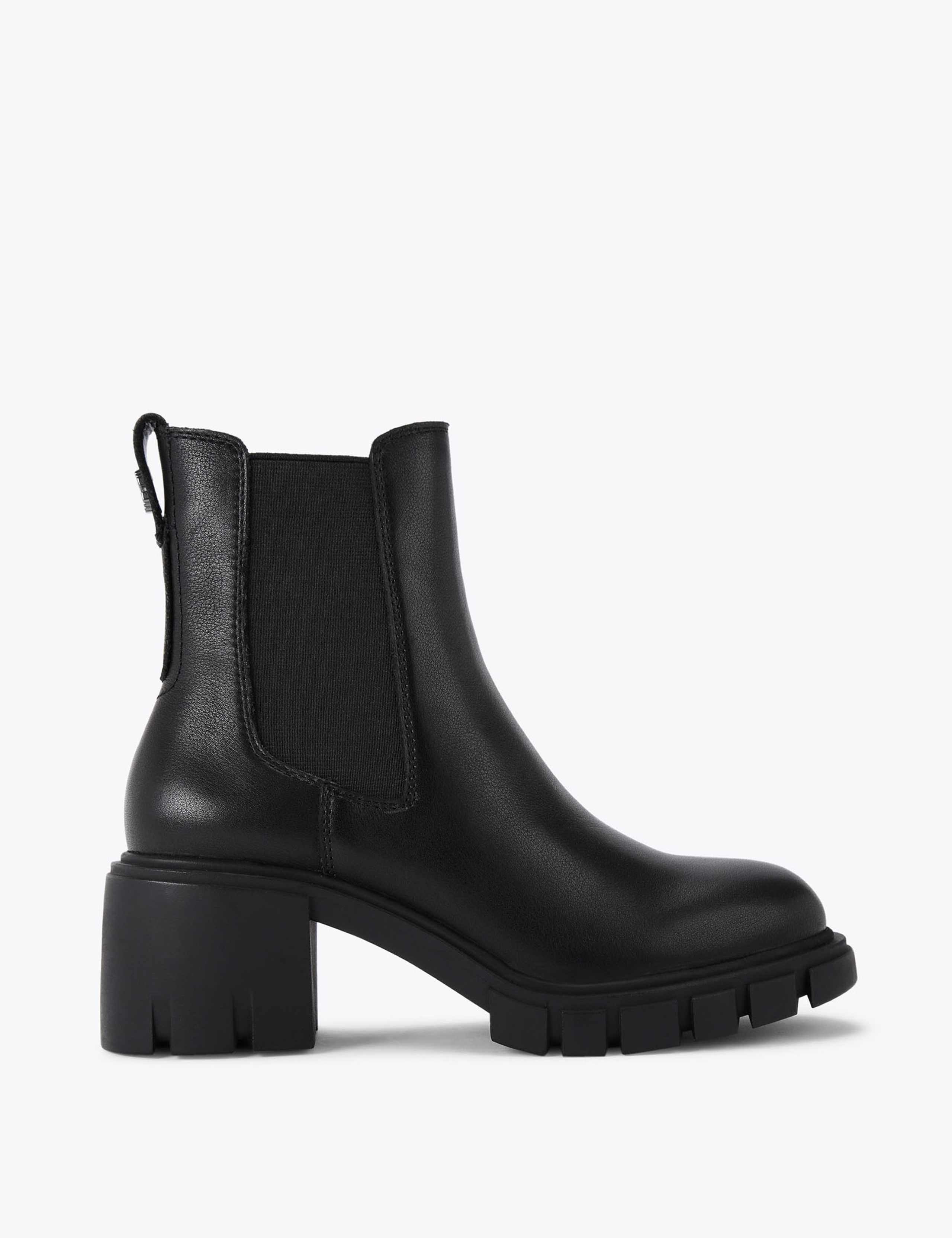 Leather Chelsea Block Heel Boots