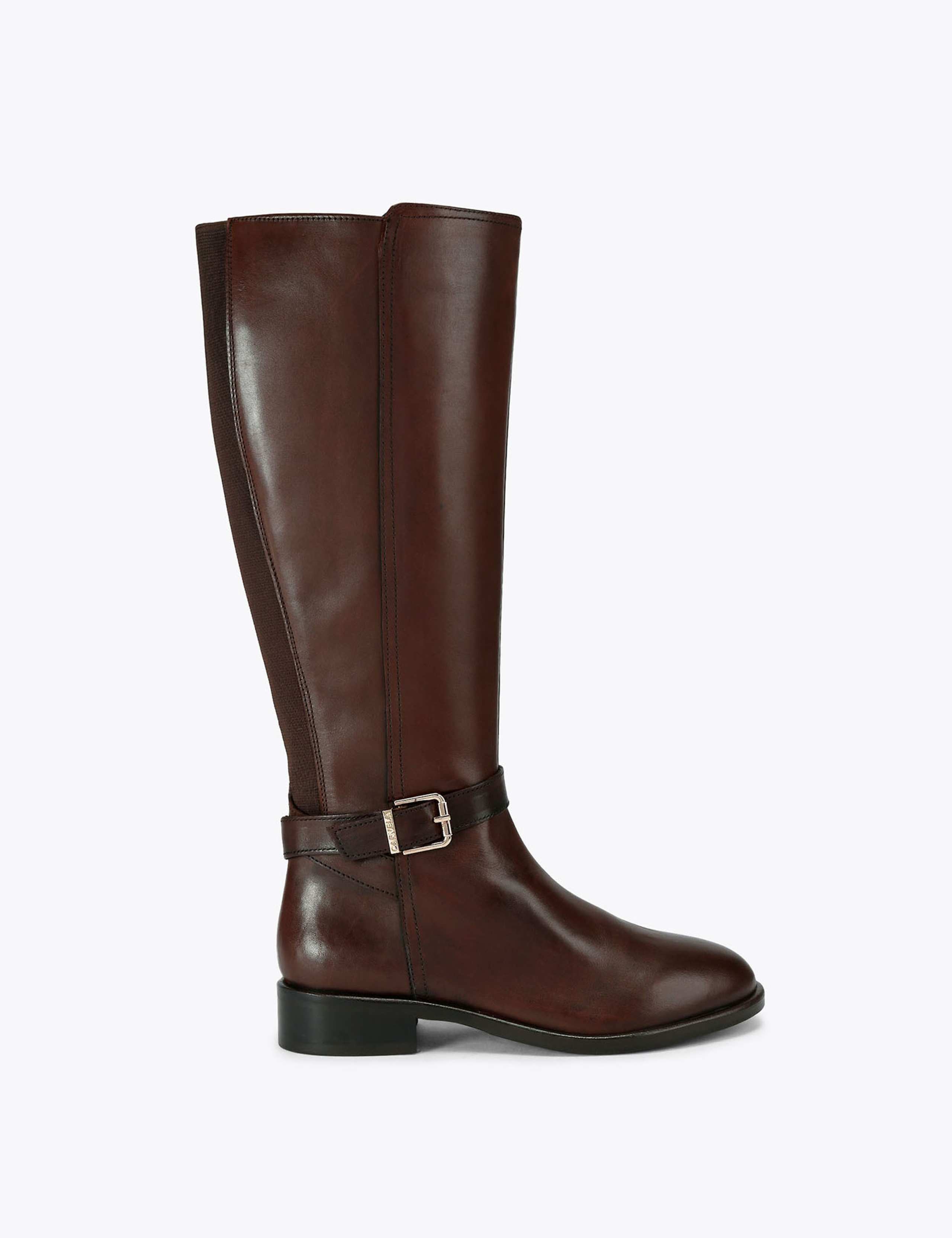 Wide Fit Leather Flat Knee High Boots