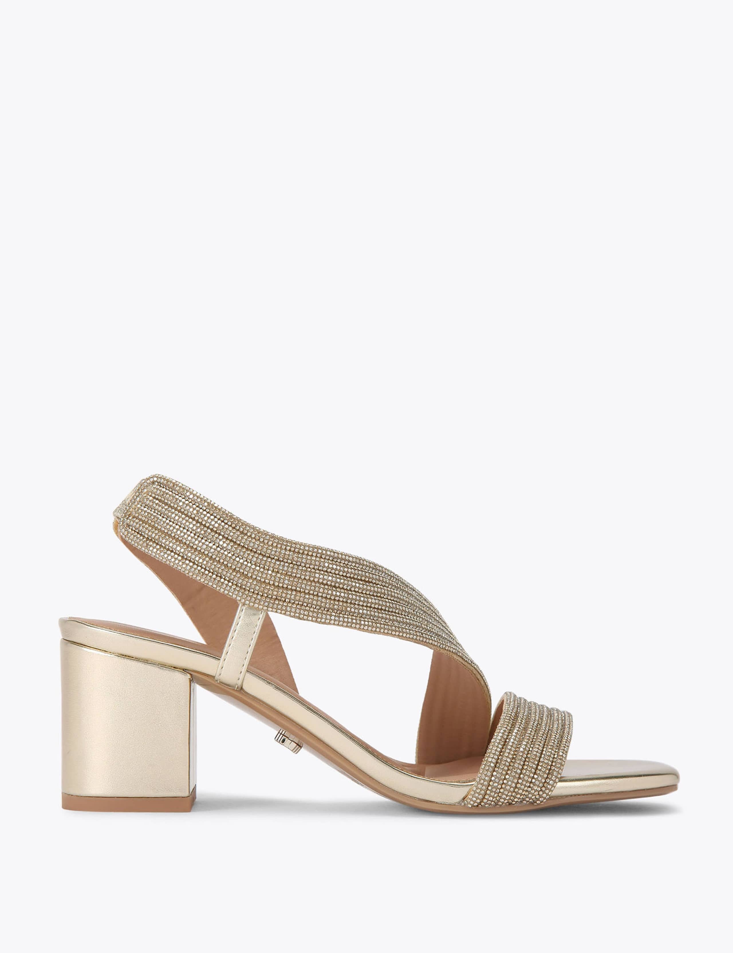 Sparkle Block Heel Slingback Sandals