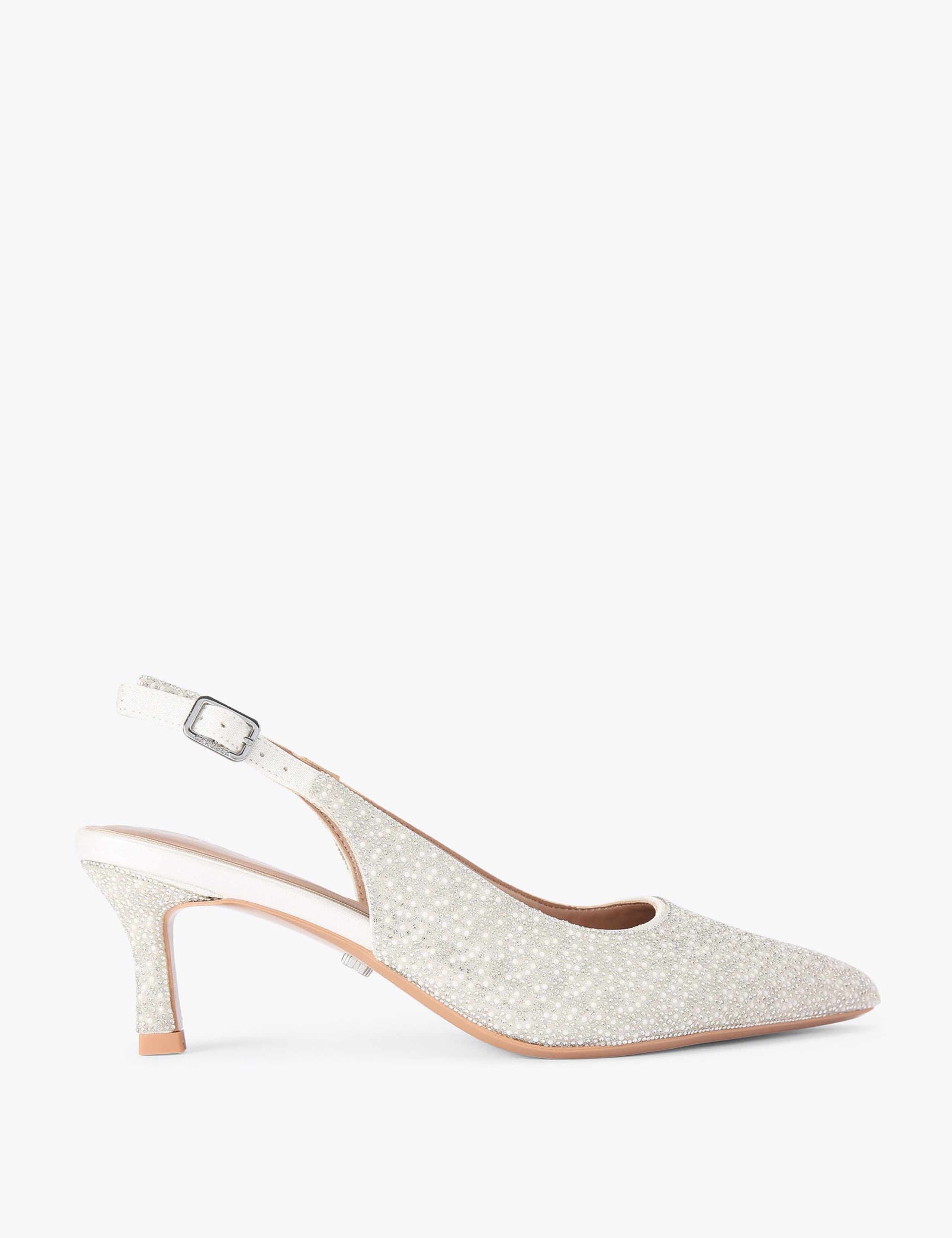 Embellished Kitten Heel Slingback Shoes