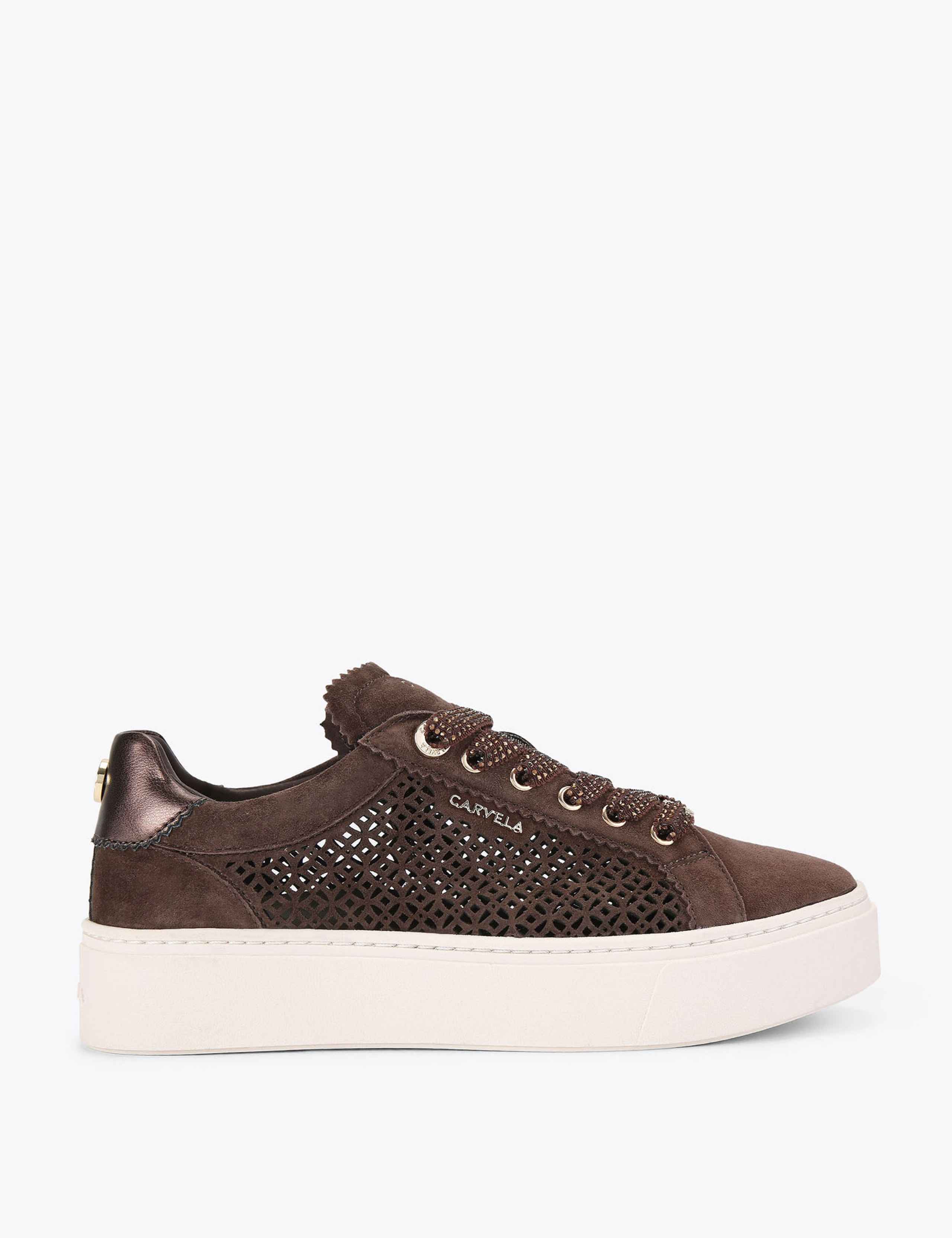 Laser Cut Lace Up Trainers
