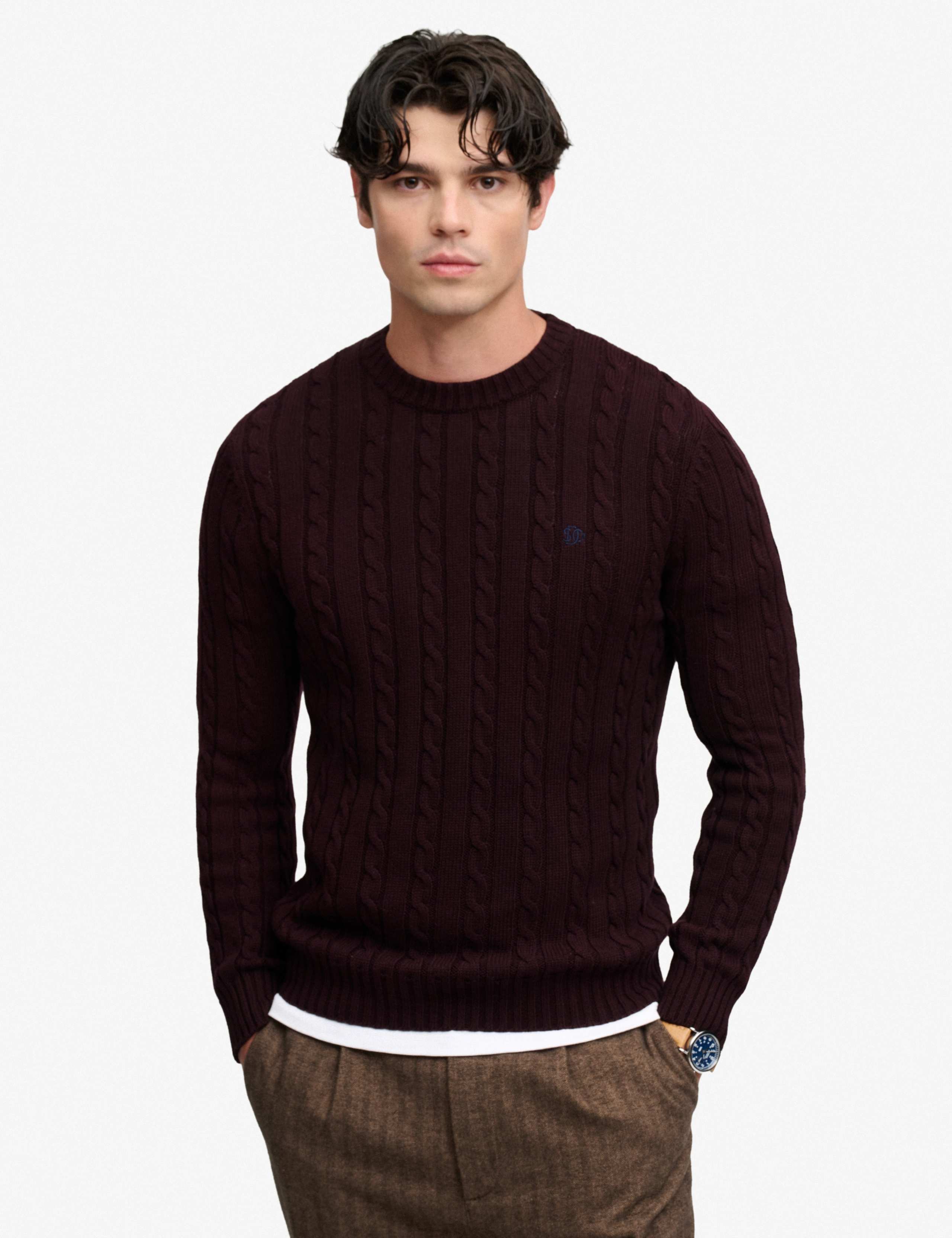 Pure Cotton Cable Crew Neck Jumper