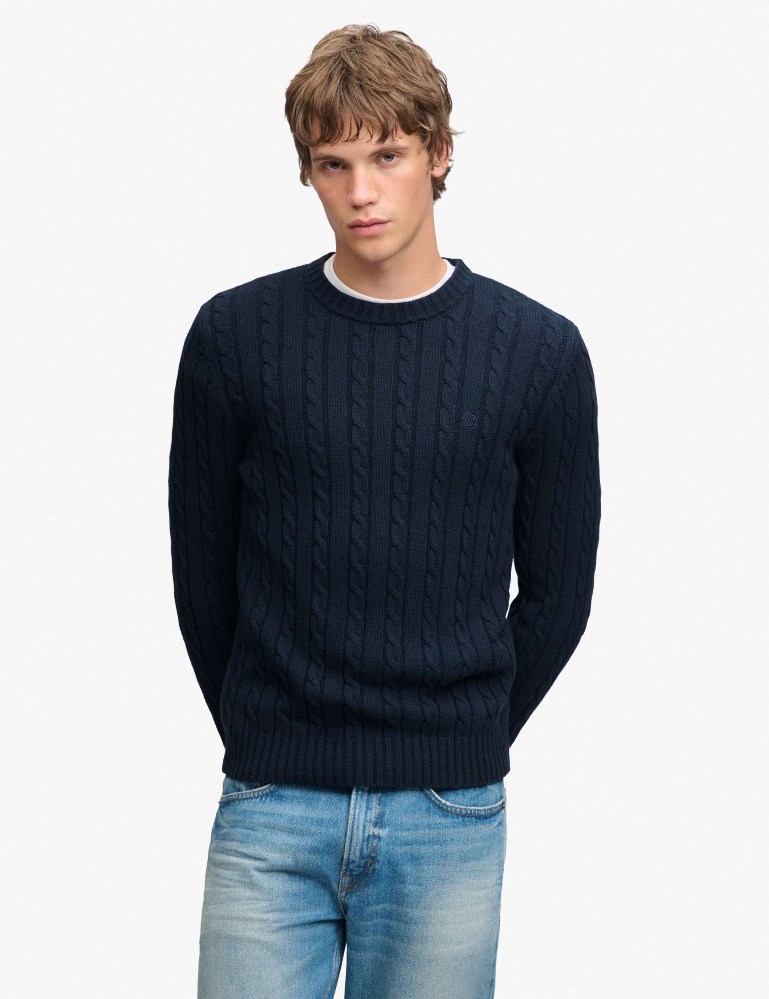 Pure Cotton Cable Crew Neck Jumper