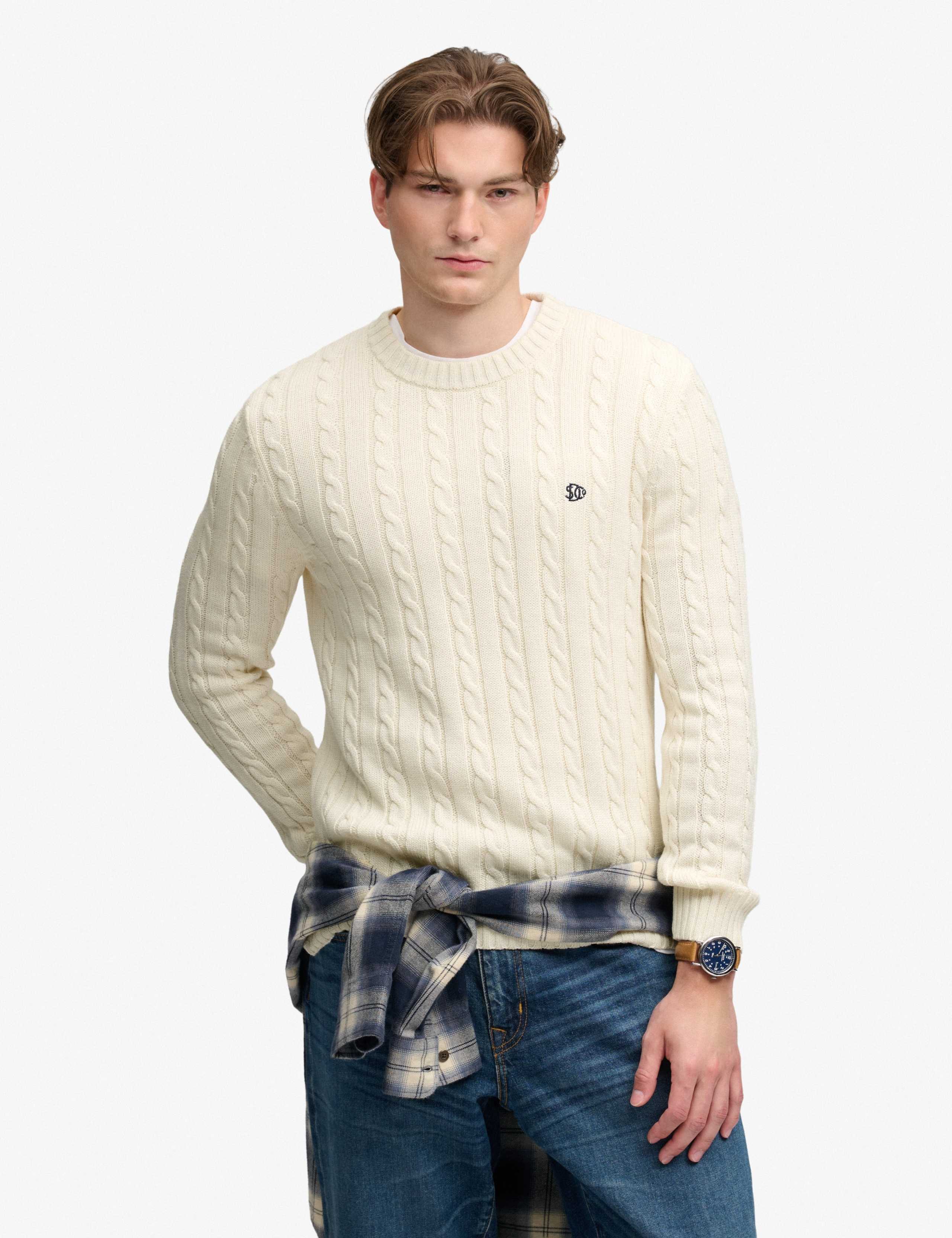 Pure Cotton Cable Crew Neck Jumper