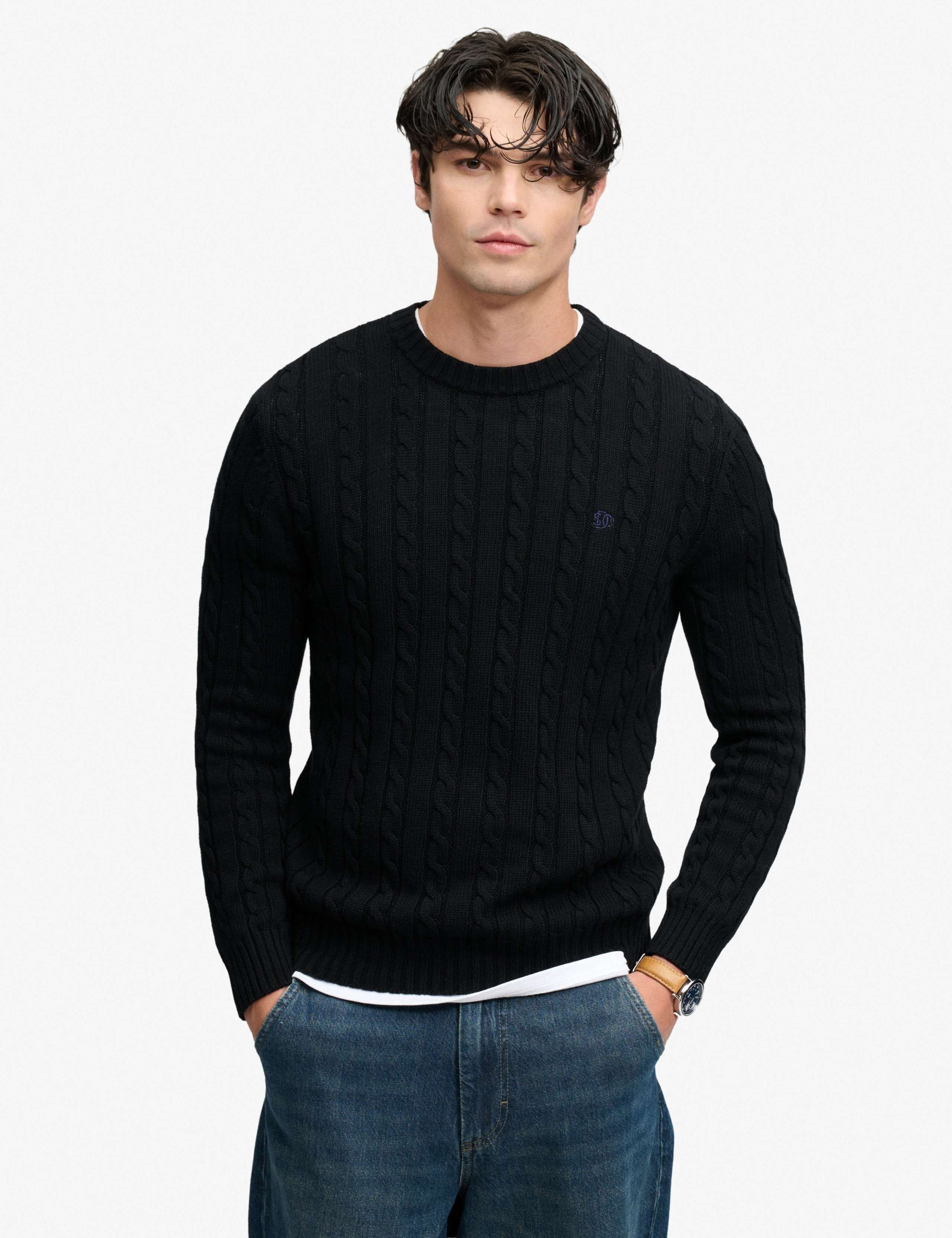 Pure Cotton Cable Crew Neck Jumper
