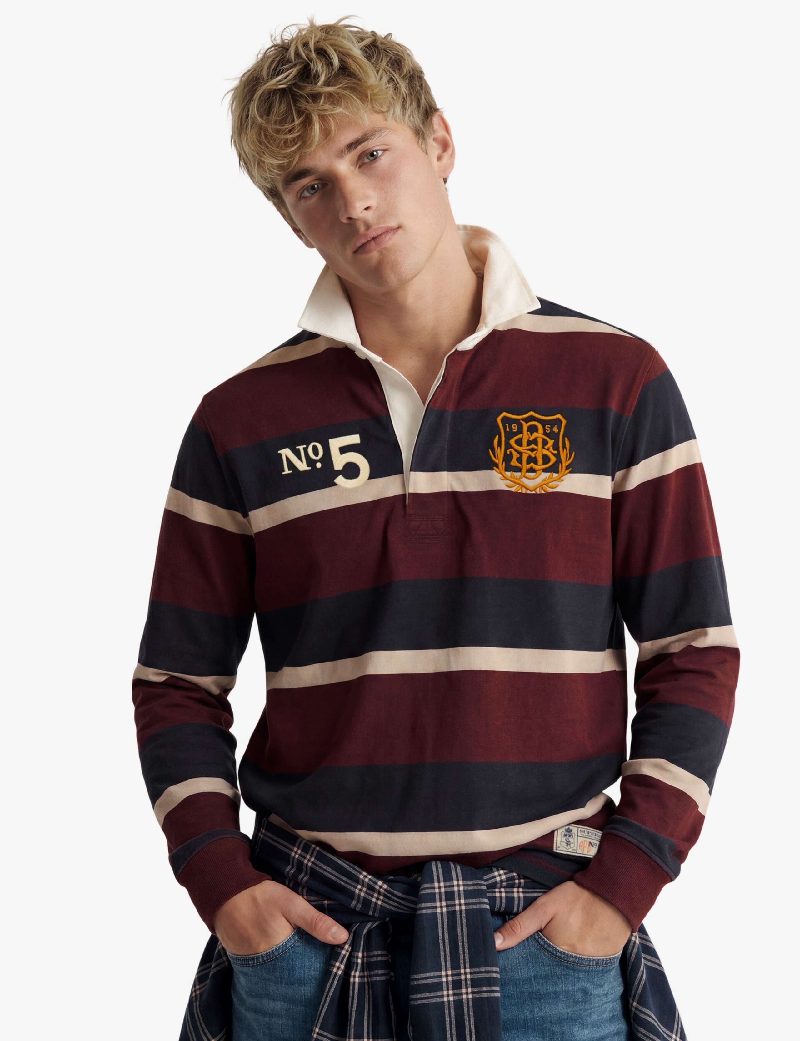 Pure Cotton Striped Embroidered Rugby Shirt