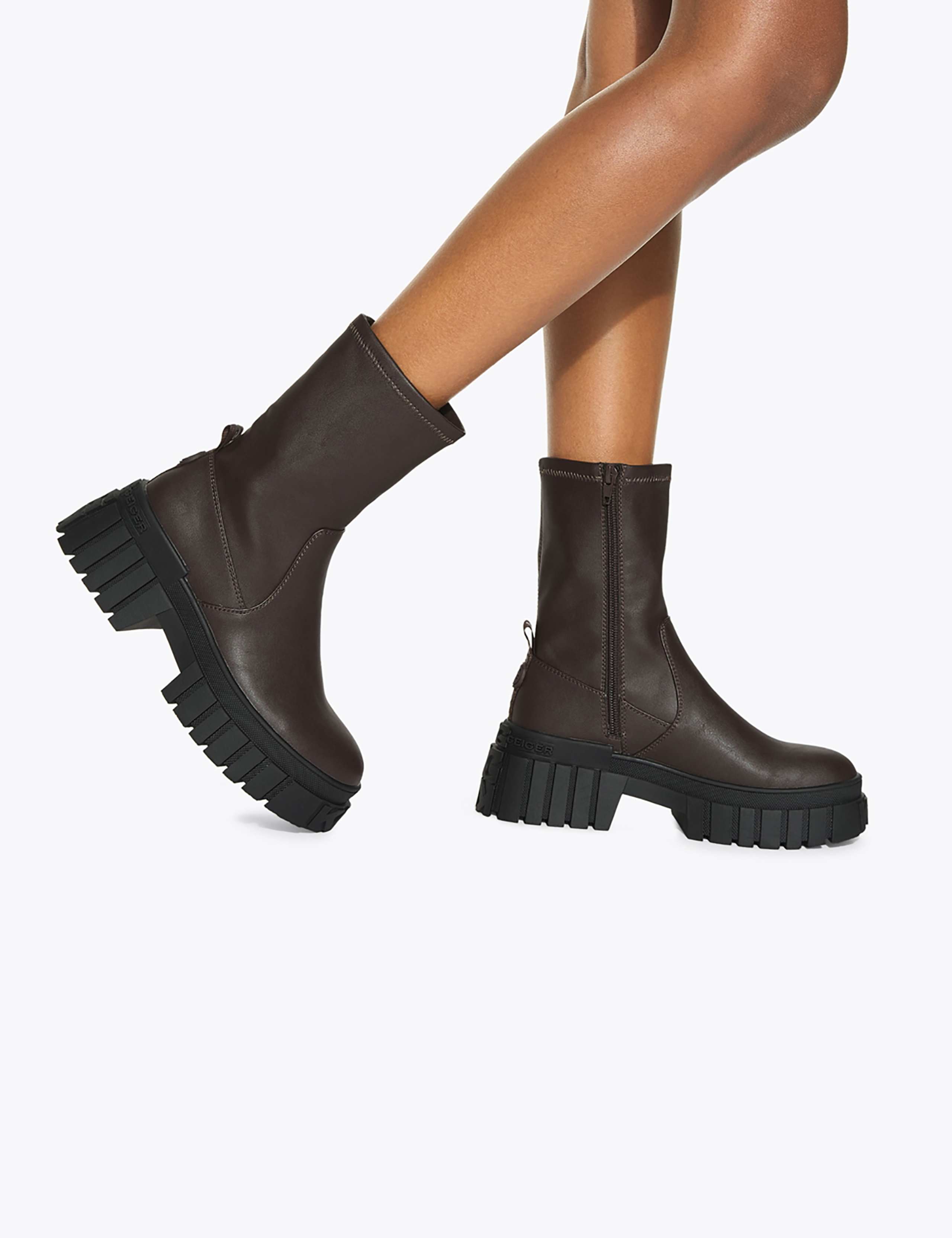 Block Heel Round Toe Sock Boots