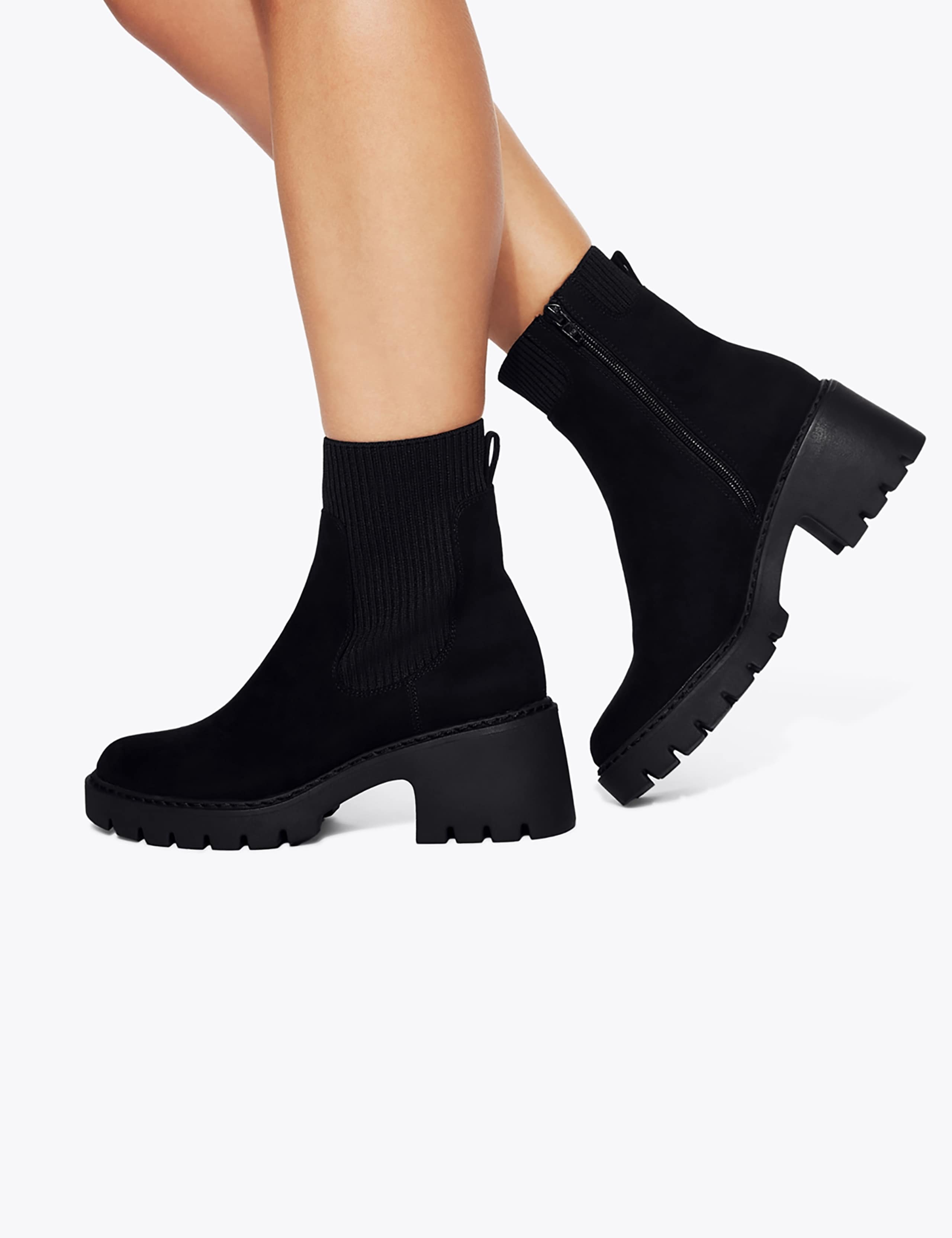 Faux Suede Block Heel Round Toe Ankle Boots