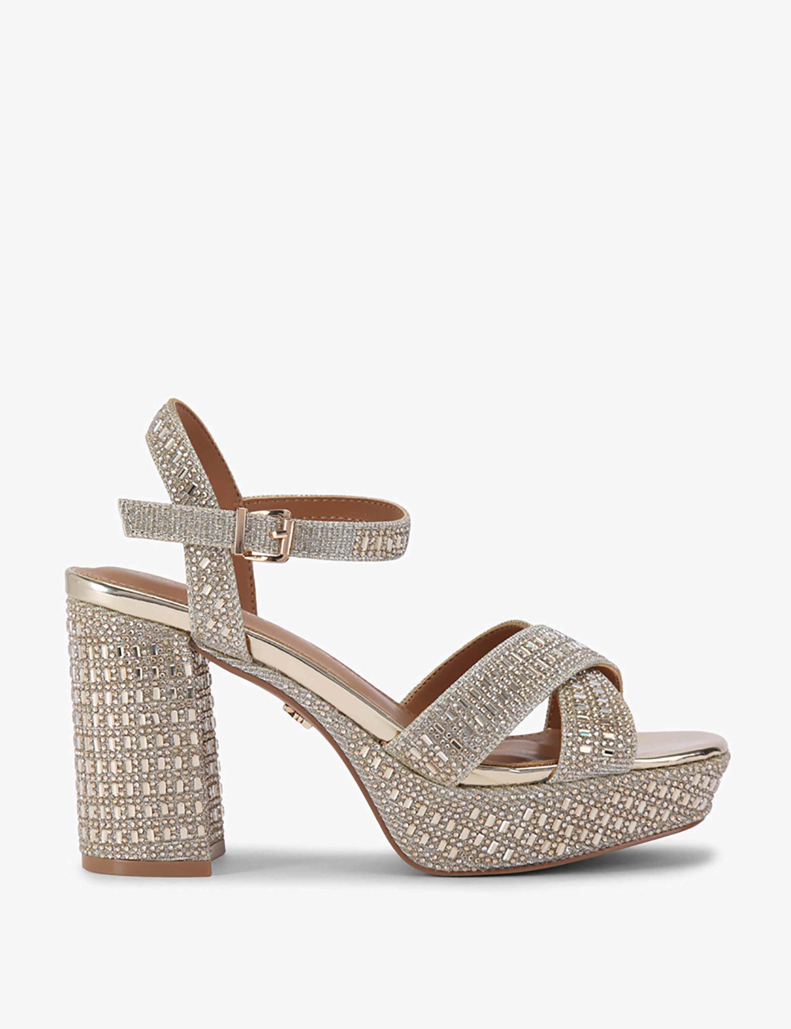 Sparkle Platform Block Heel Sandals