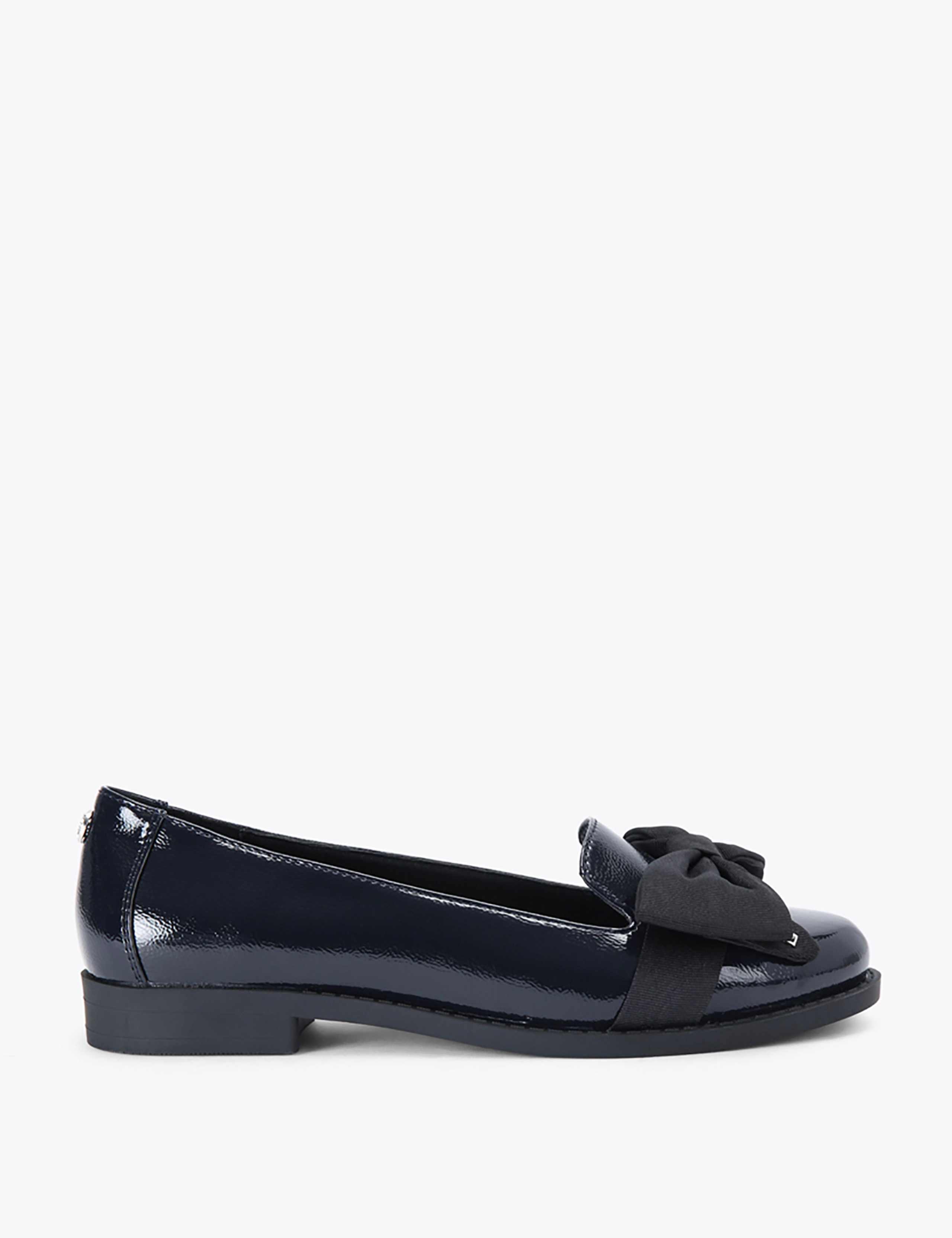 Leather Bow Flat Ballet Pumps