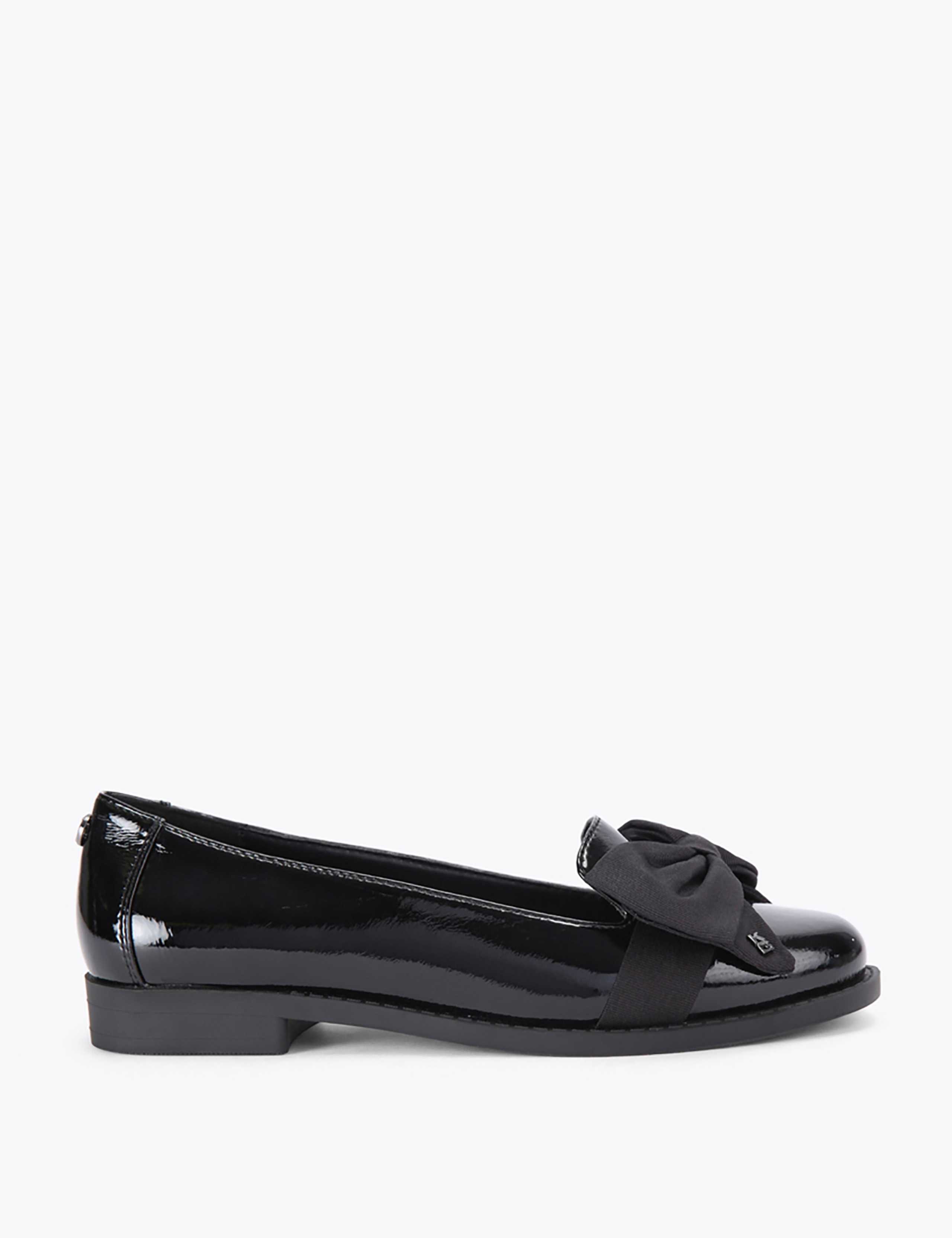 Leather Bow Flat Ballet Pumps