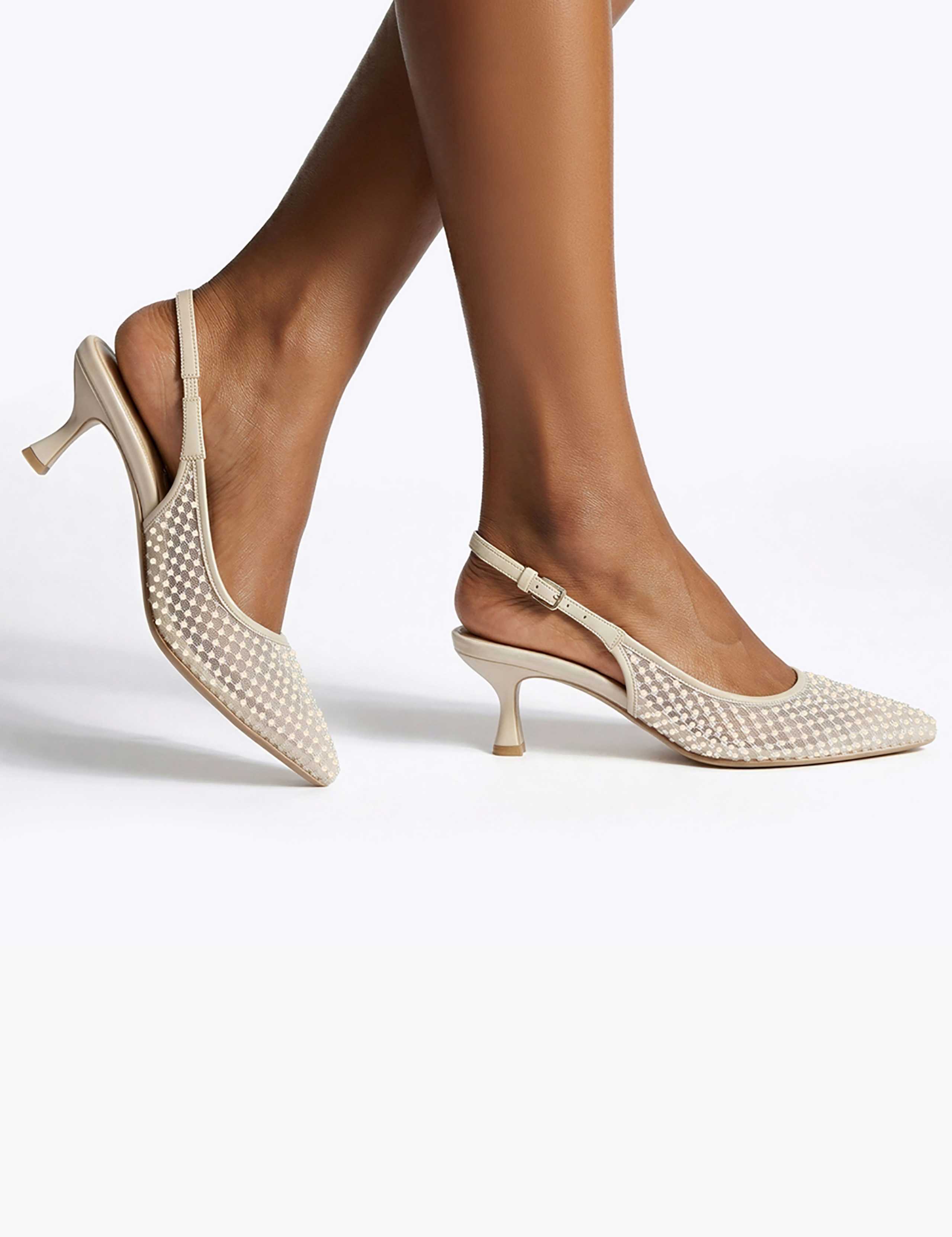 Tilly Kitten Heel Slingback Court Shoes