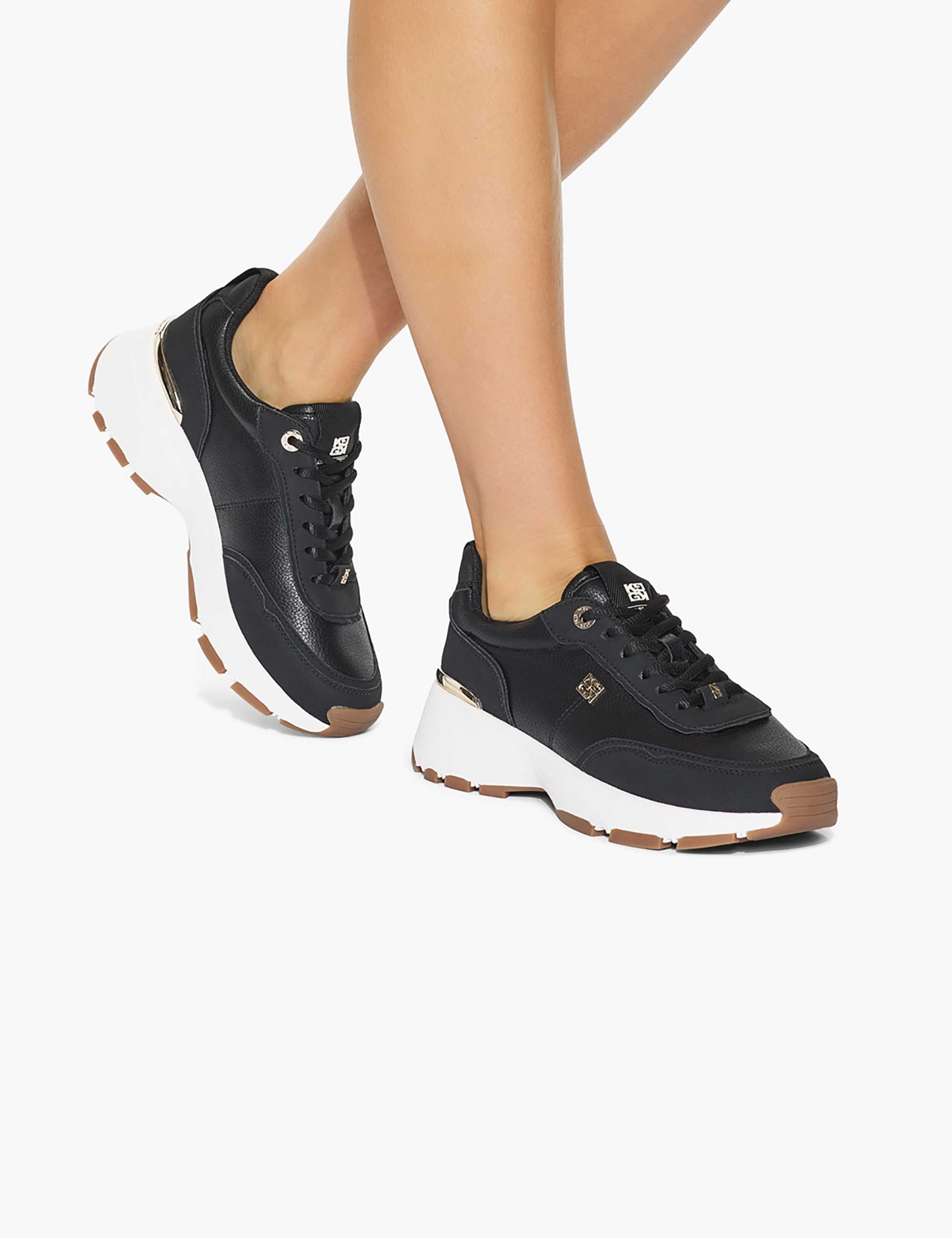 Lace Up Logo Detail Chunky Wedge Trainers