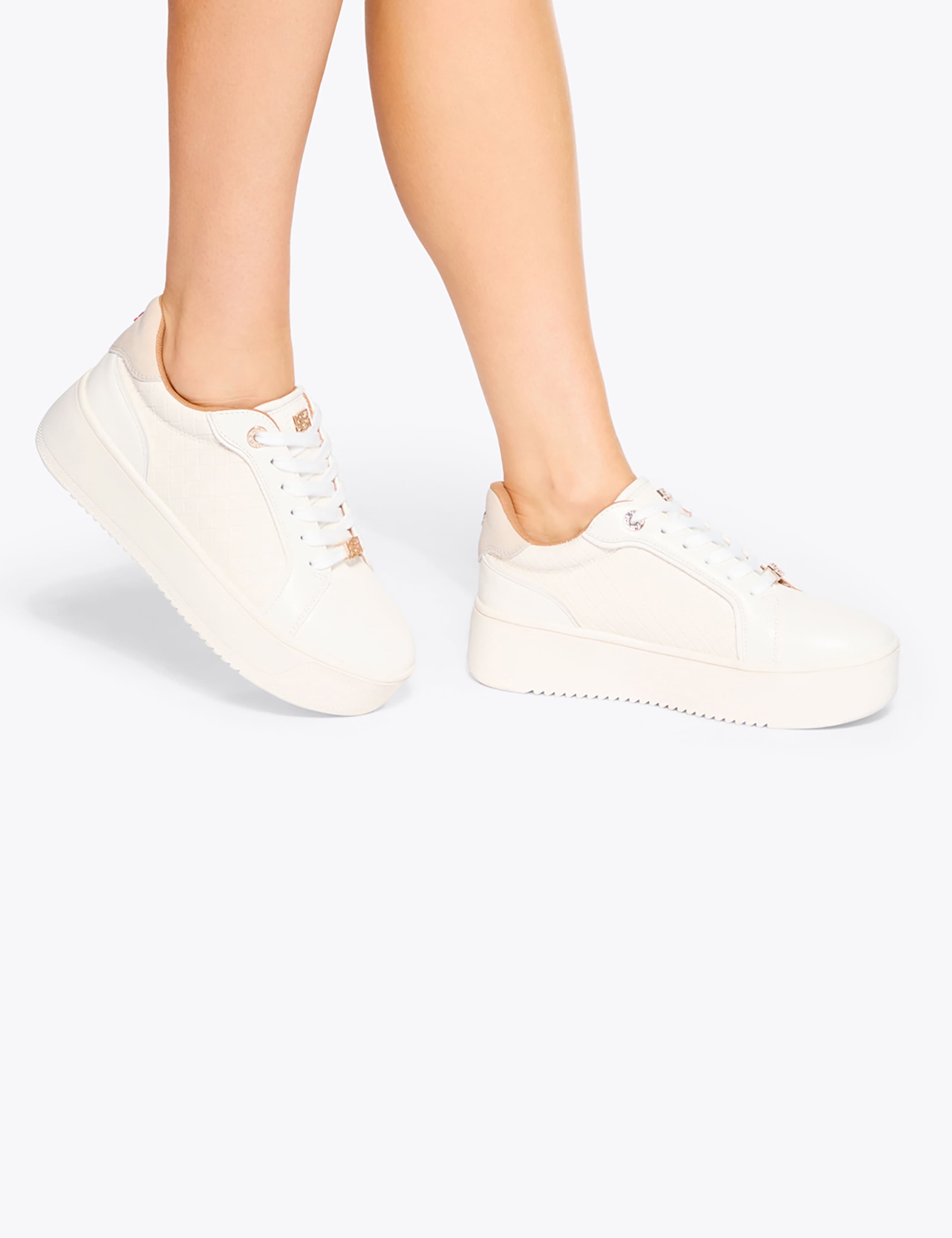 Lace Up Weave Detail Flatform Trainers