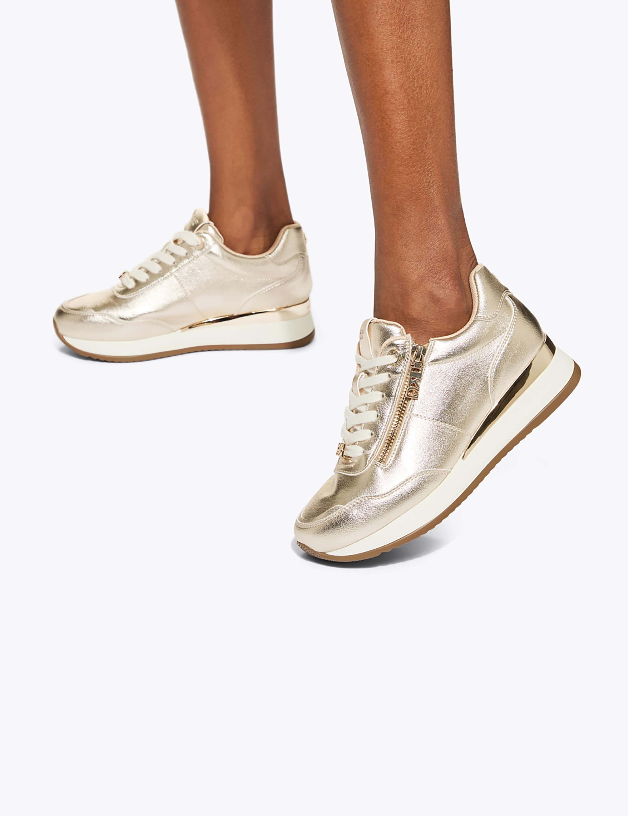 Lace Up Zip Detail Wedge Trainers