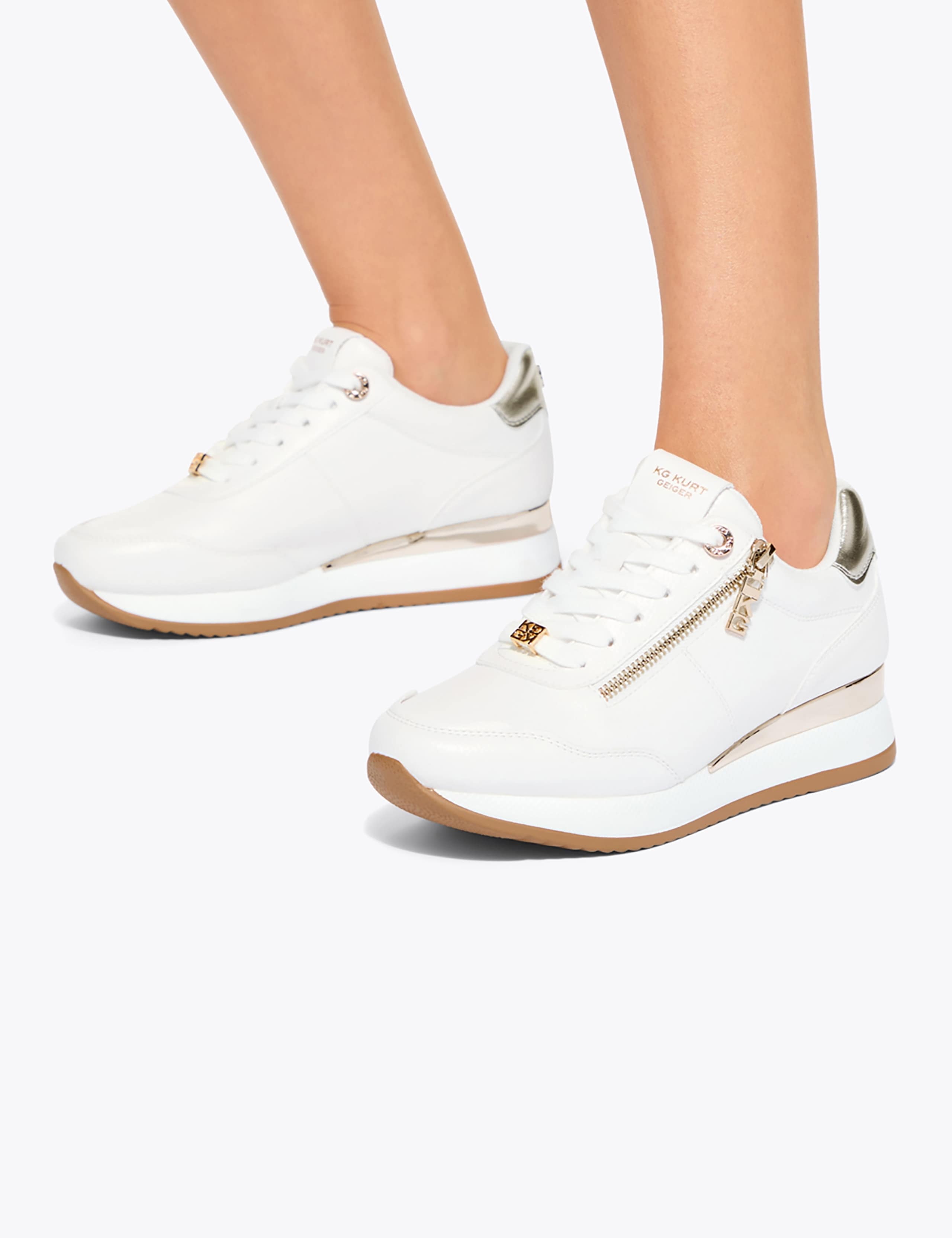 Lace Up Zip Detail Wedge Trainers
