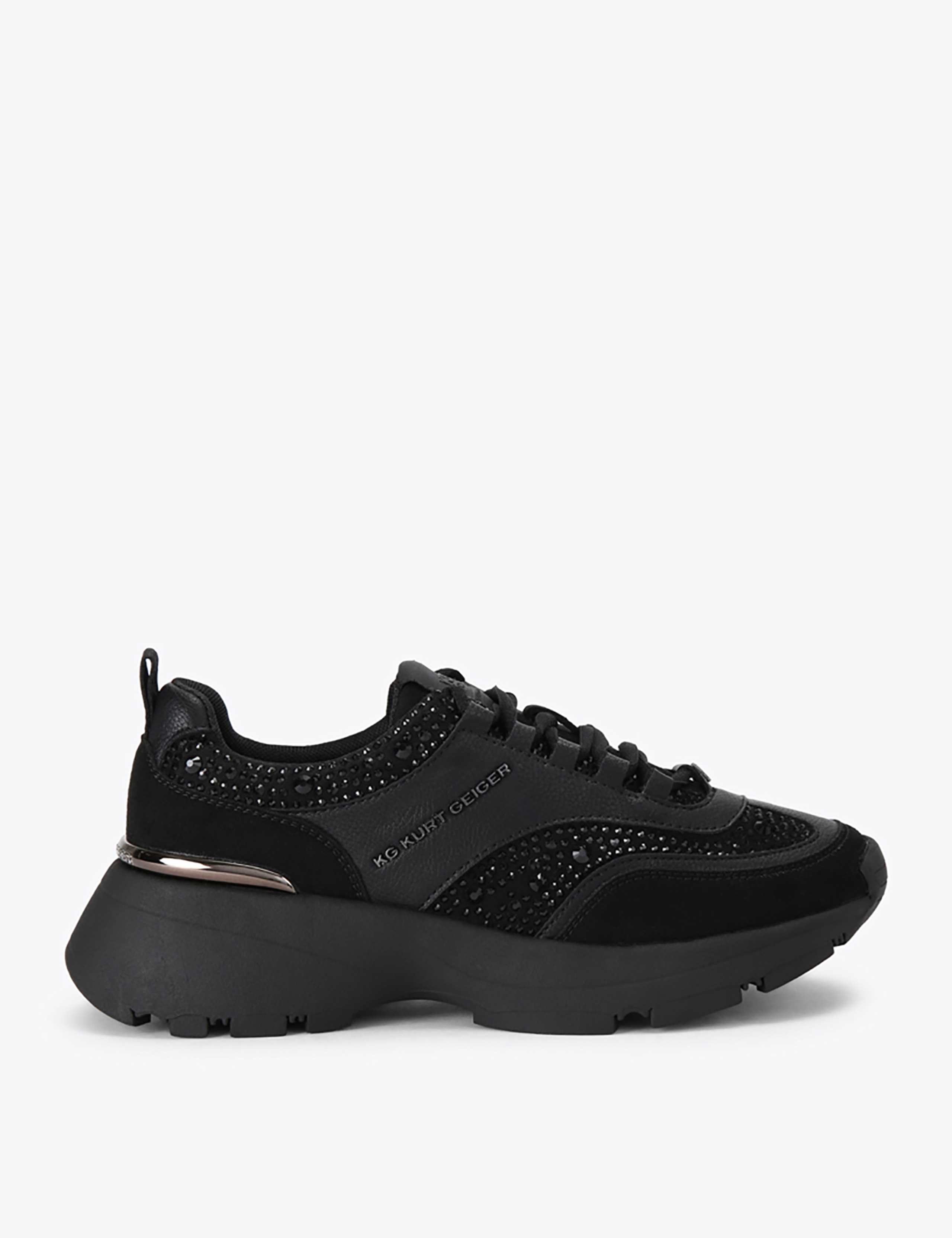 Lace Up Sparkle Chunky Wedge Trainers