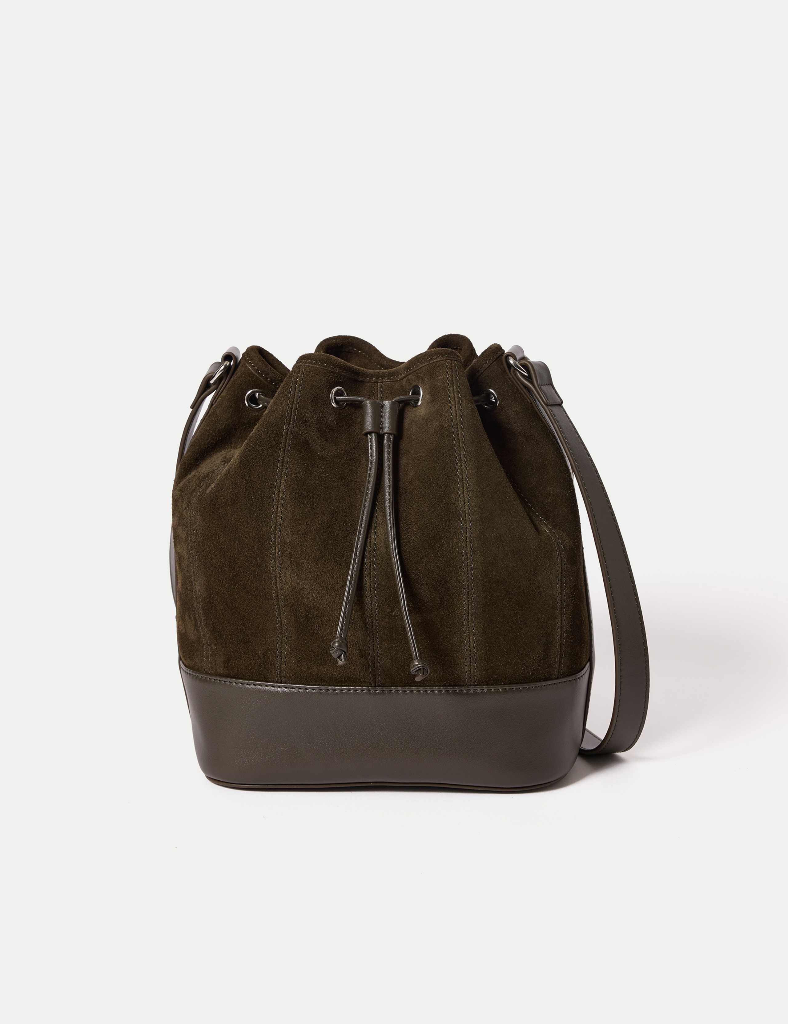 Leather Drawstring Bucket Bag