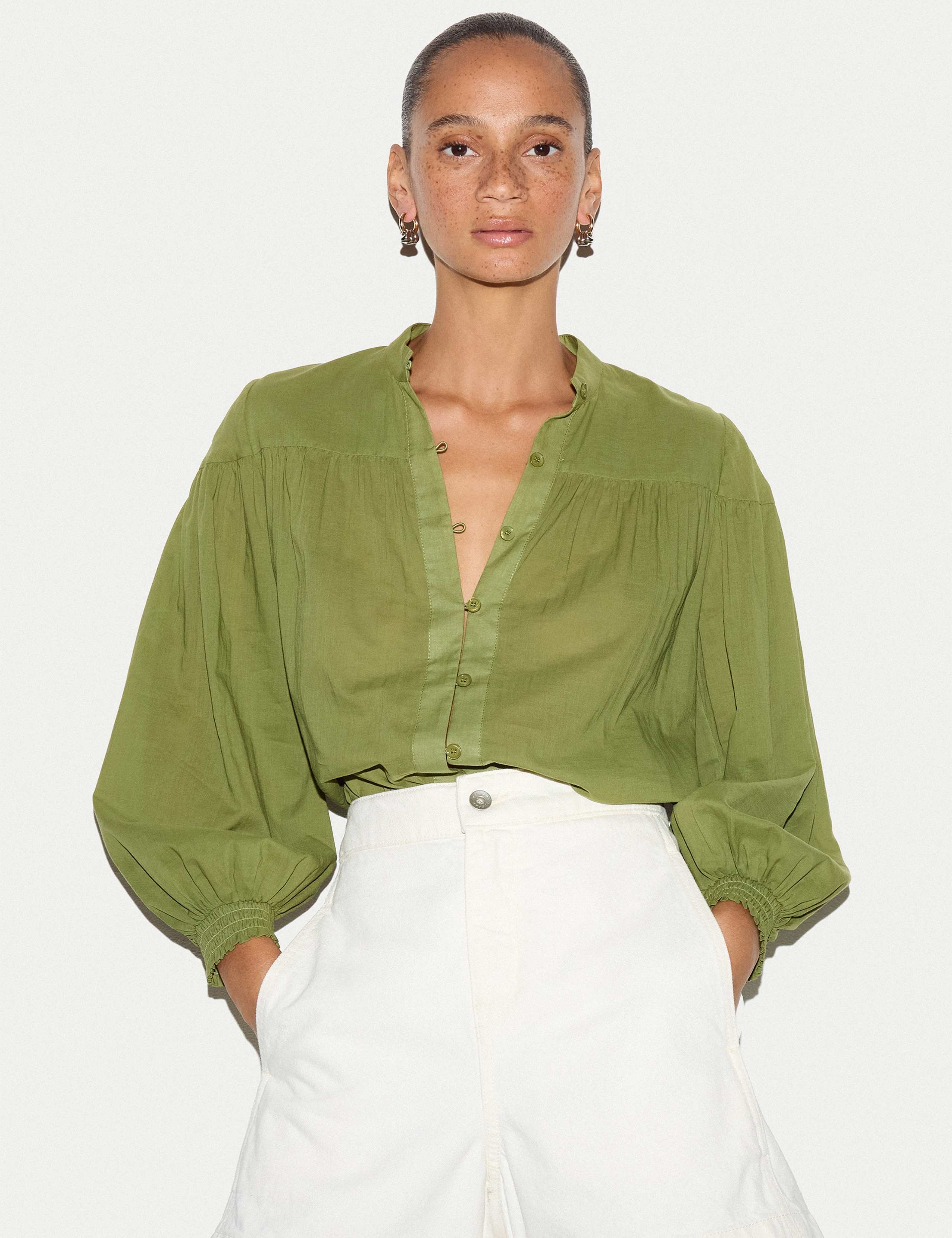 Pure Cotton Balloon Sleeve Top