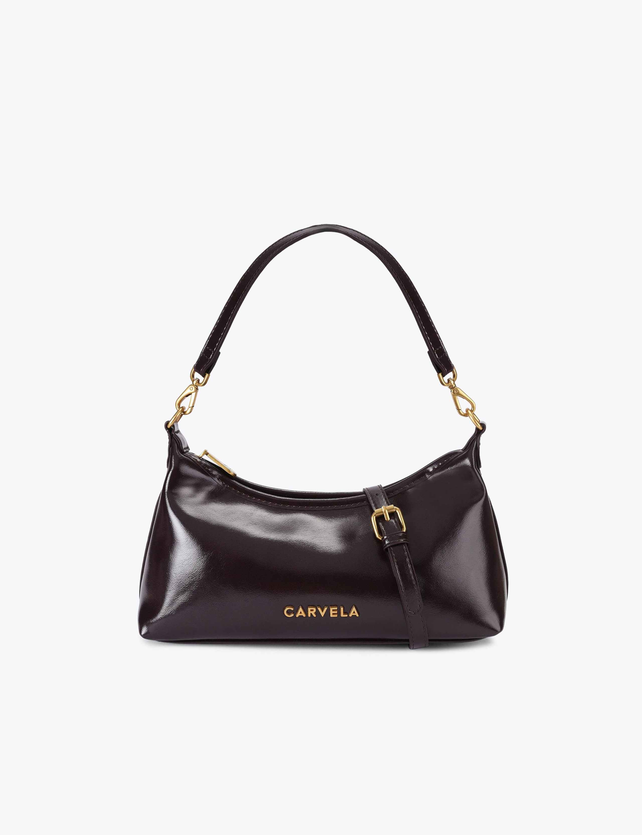 Faux Leather Patent Finish Shoulder Bag