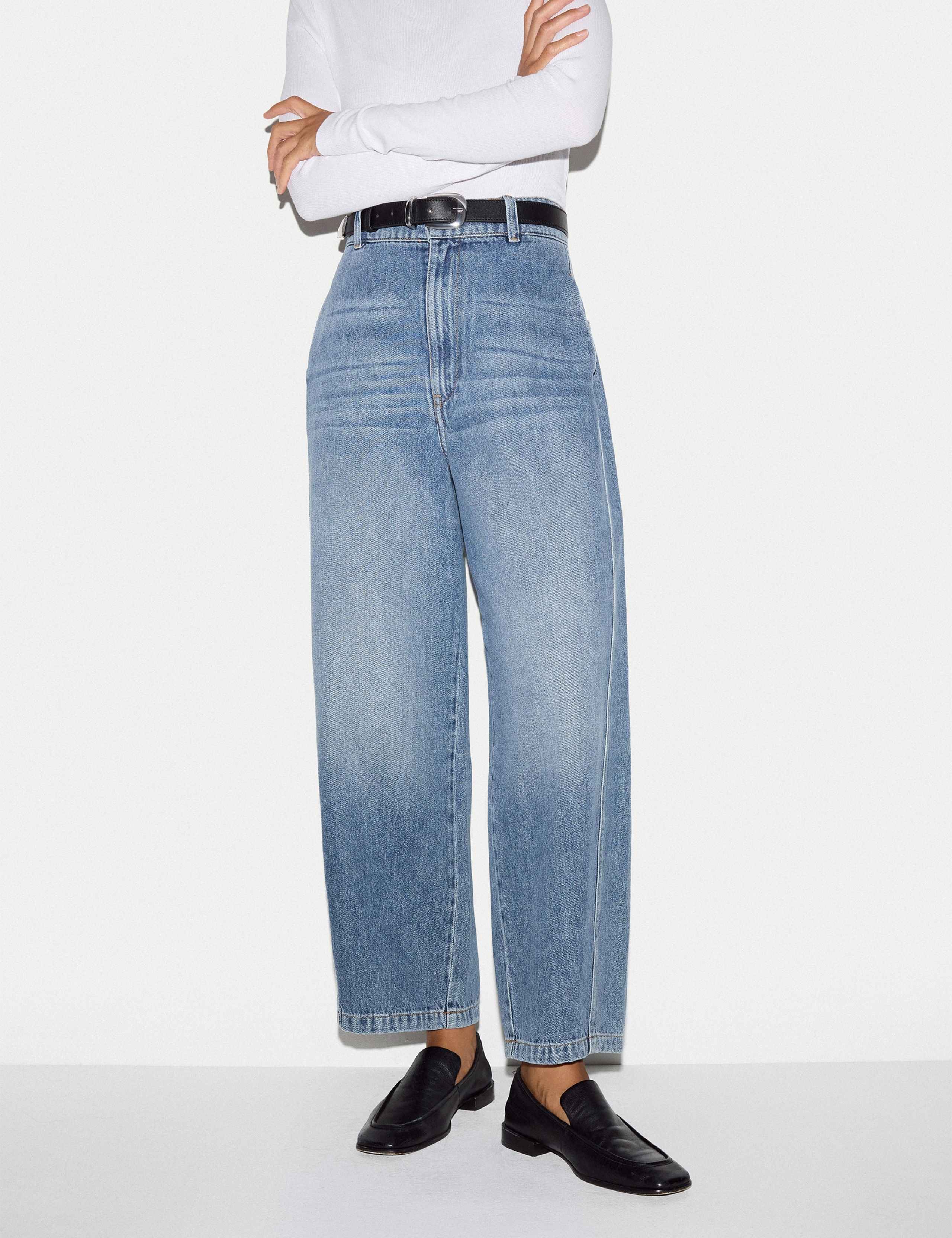 High Waisted Barrel Cropped Jeans