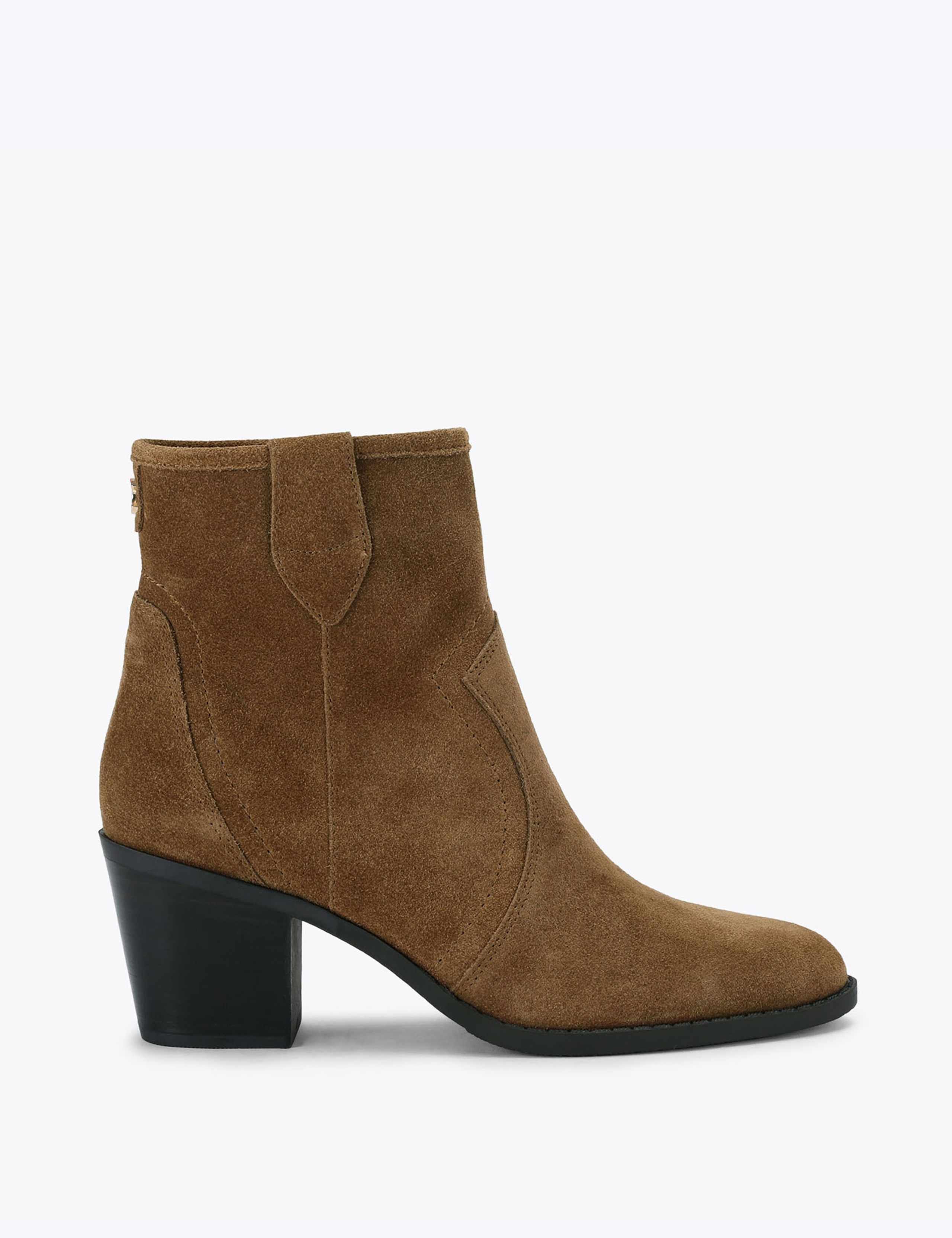 Suede Block Heel Ankle Boots