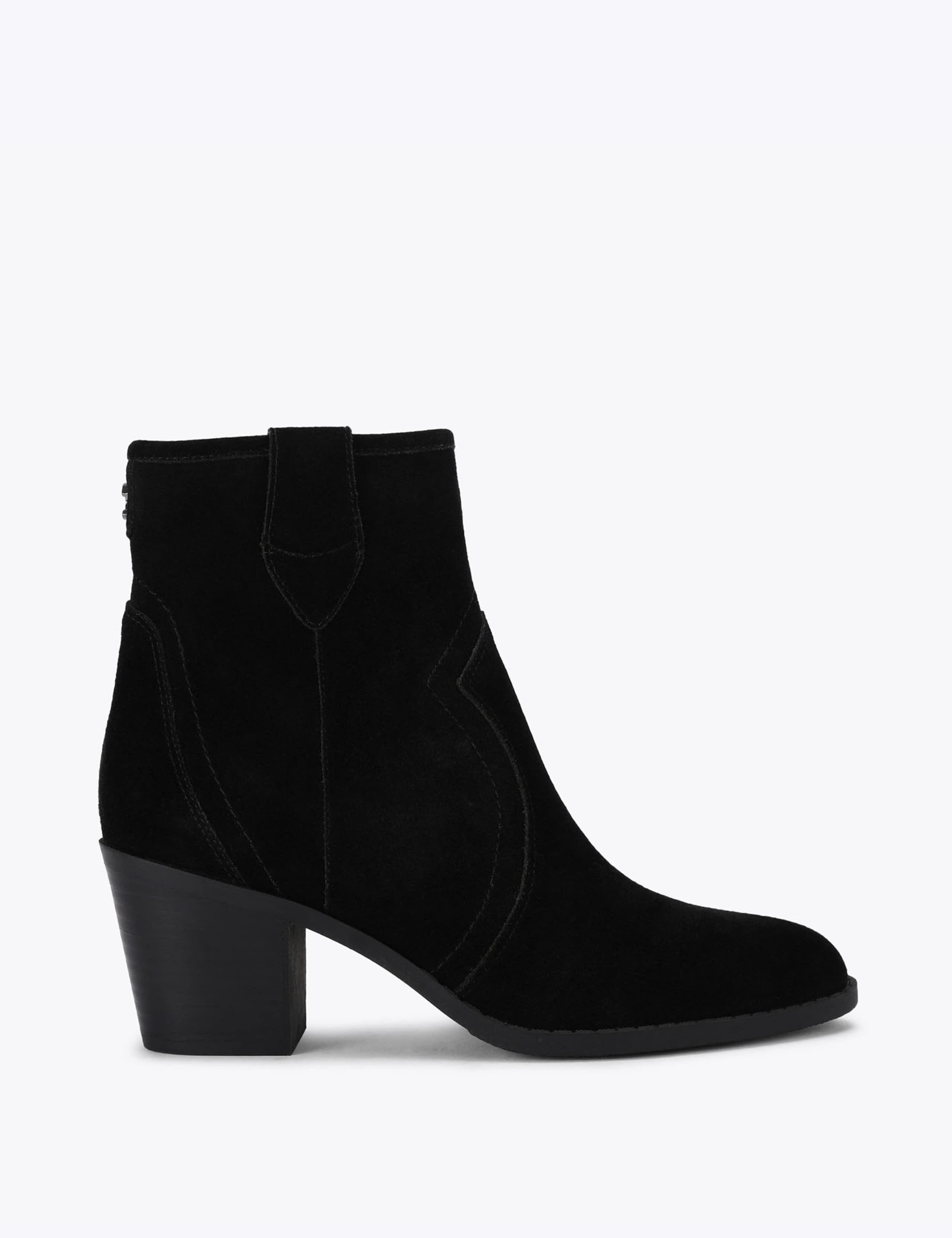 Suede Block Heel Ankle Boots
