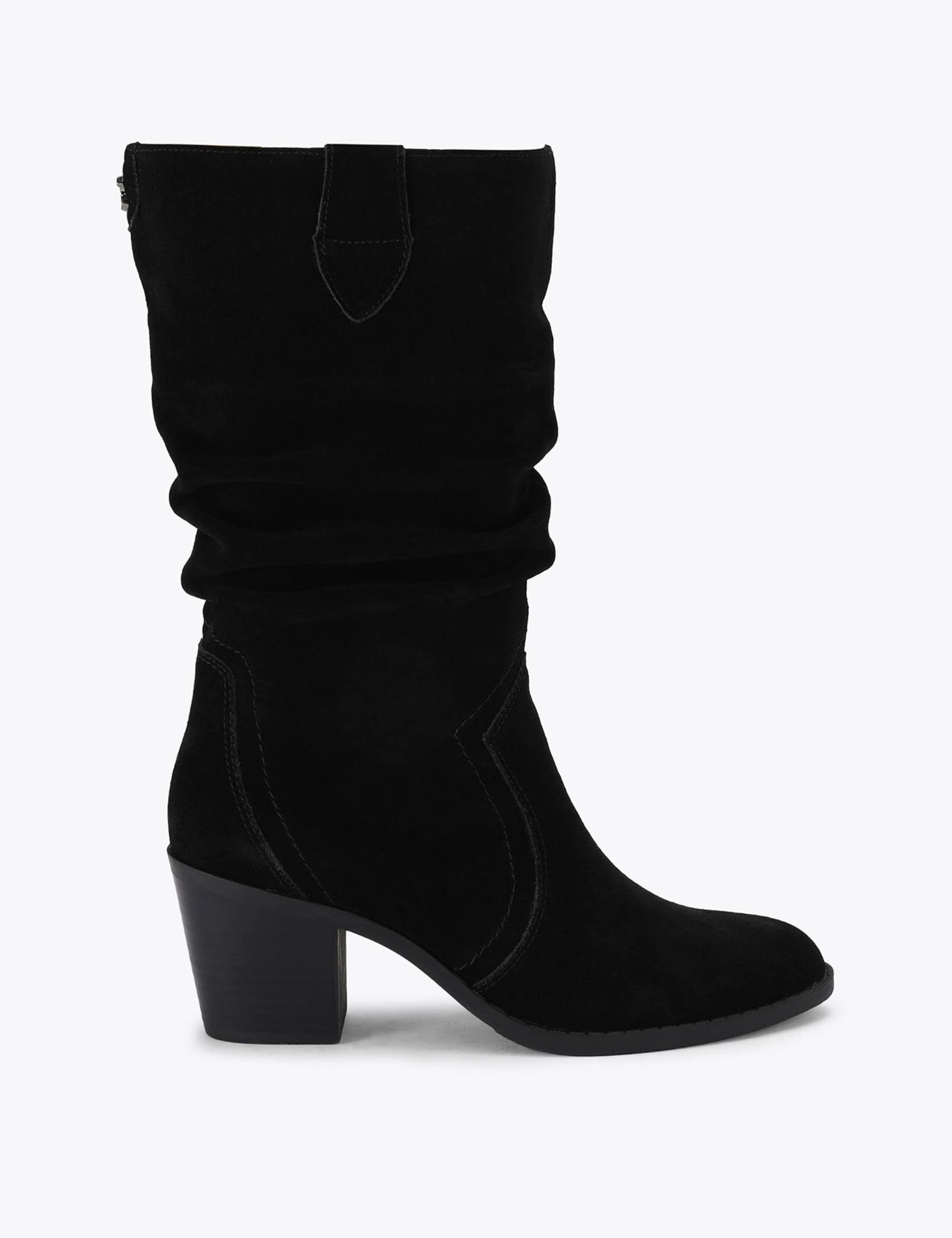 Slouch Block Heel Mid Calf Boots