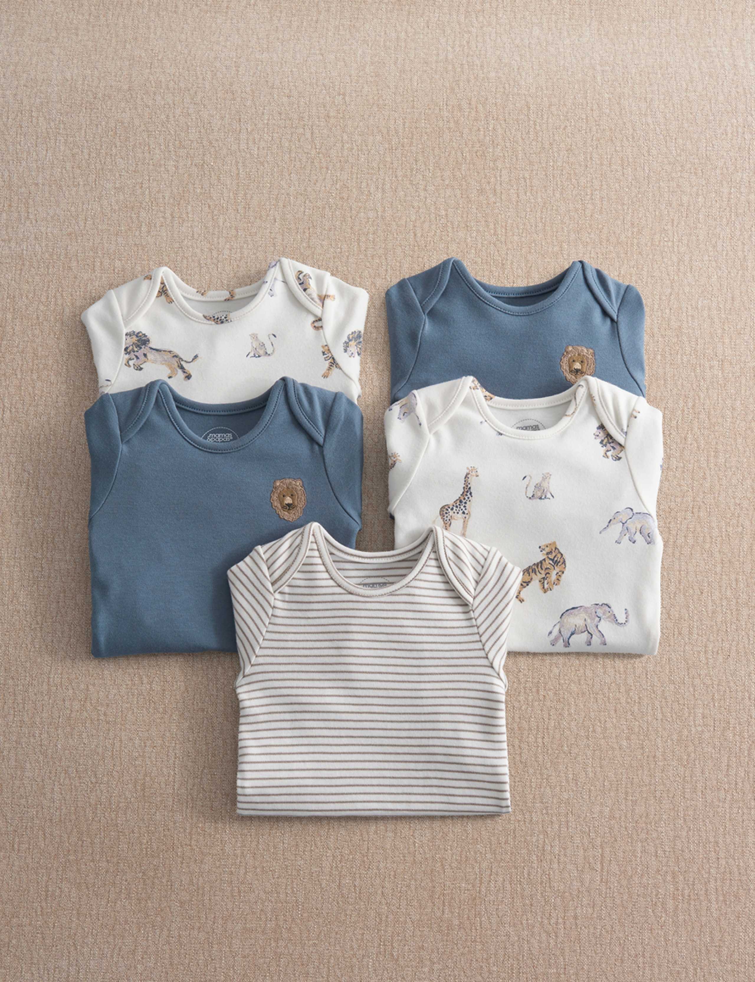 5 Pack Safari Bodysuits (0-2 Yrs)