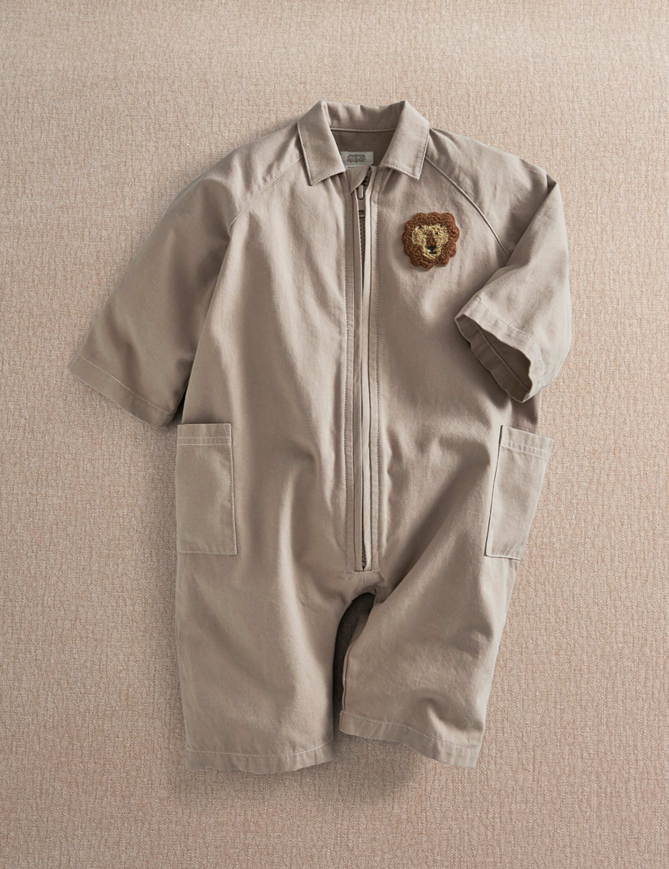 Cotton Patterned Zip Front Romper