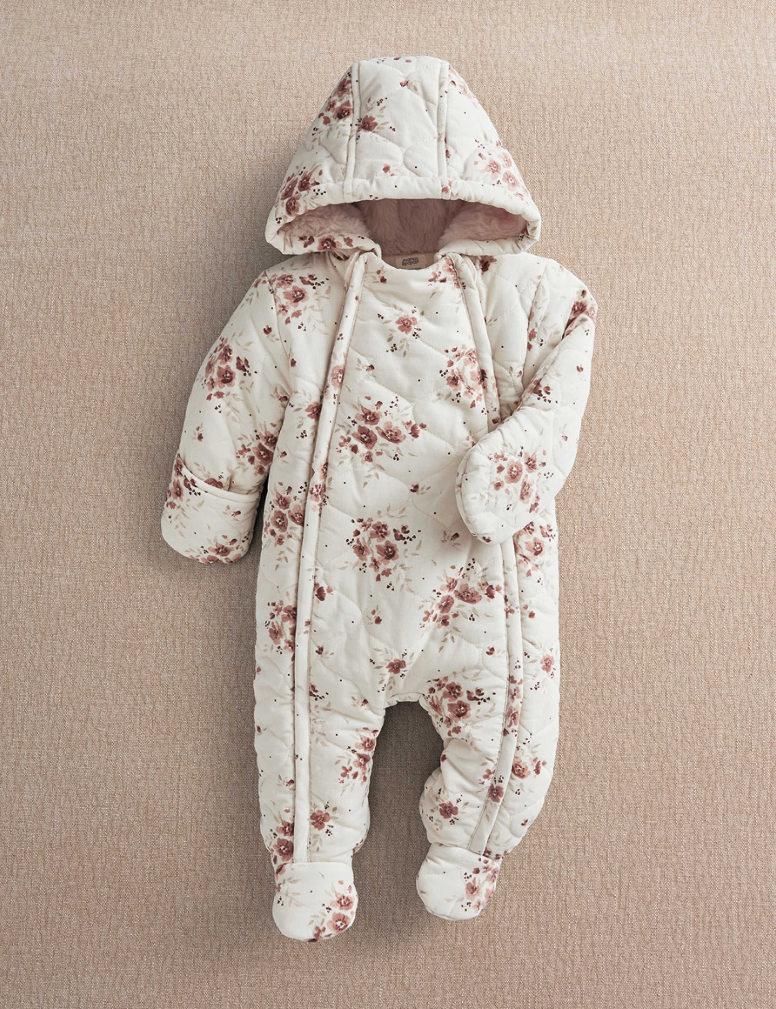 Pure Cotton Ditsy Floral Pramsuit (0-12 Mths)
