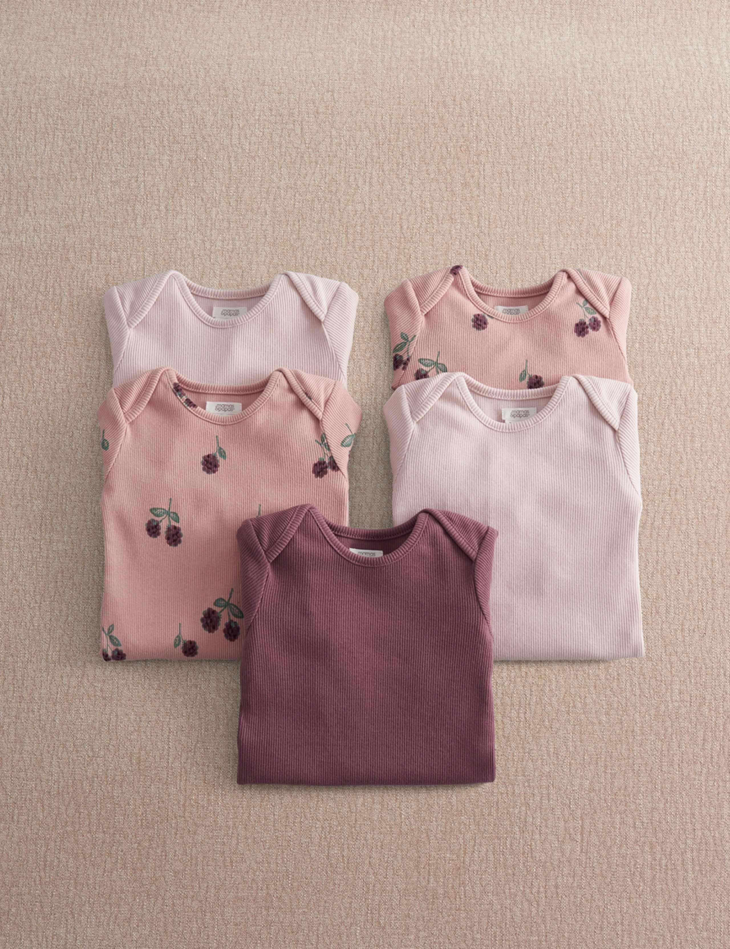 5 Pack Cotton Rich Bodysuits (0-2 Yrs)