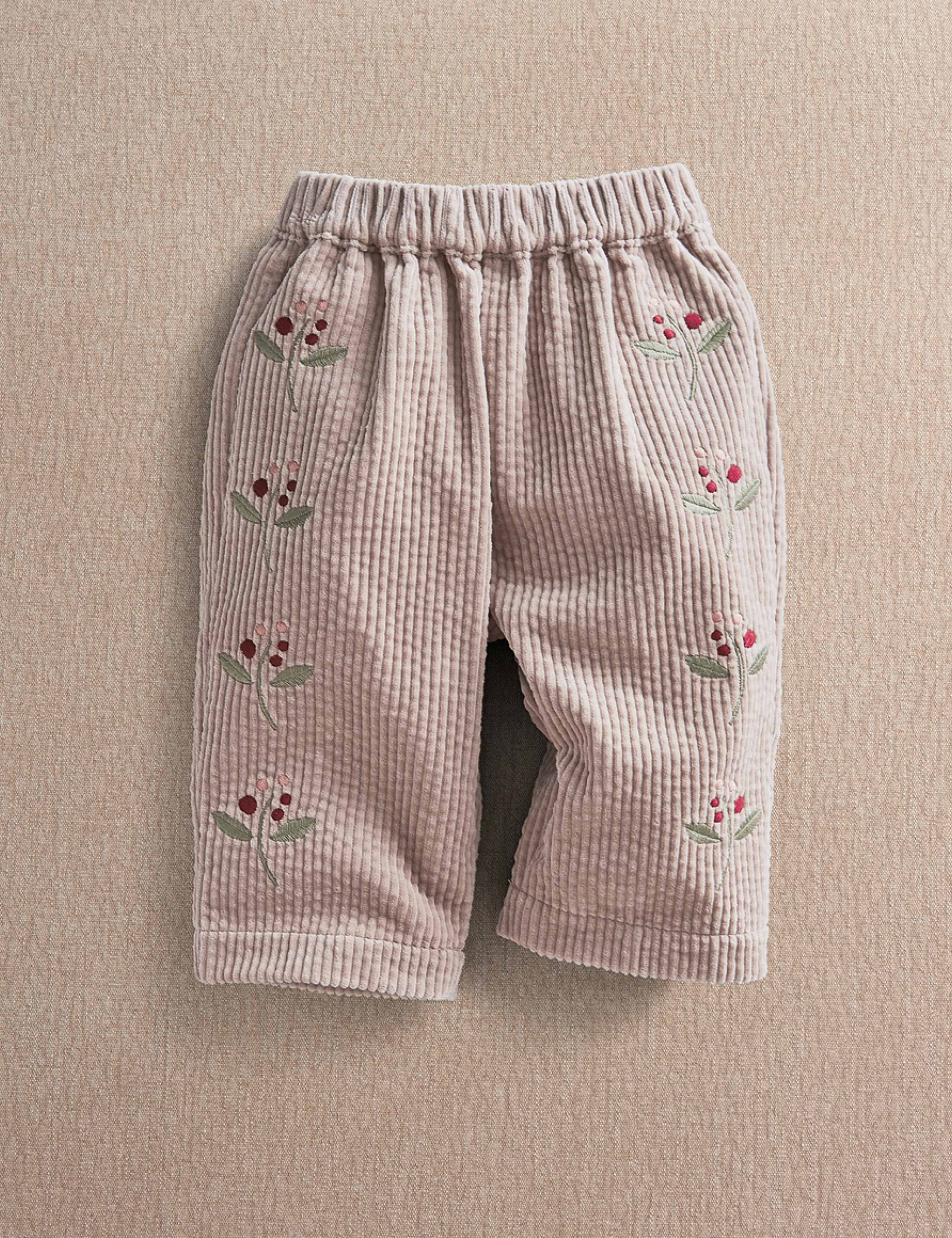 Cord Berry Embroidered Trousers (0-36 Mths)