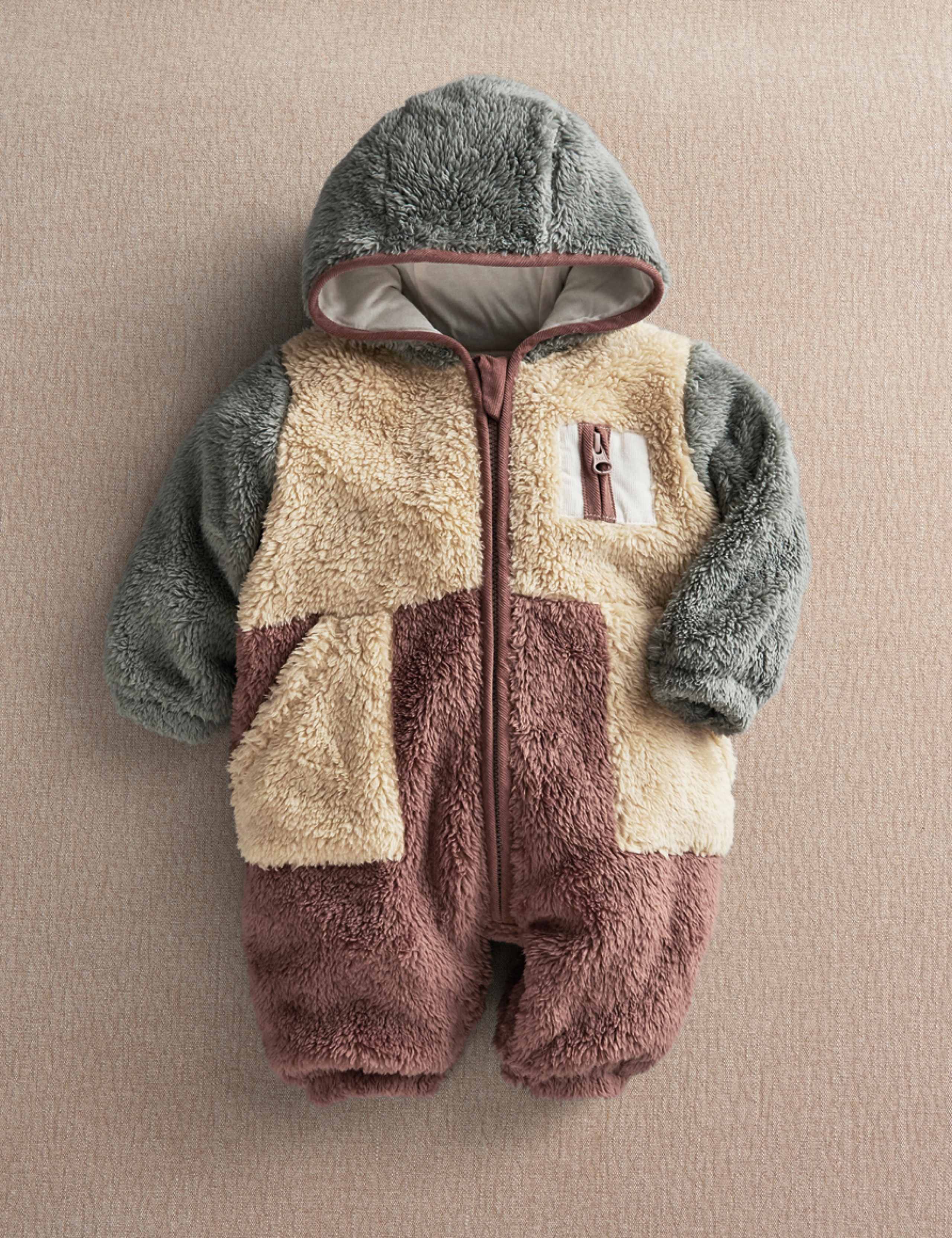 Fleece Colour Block Pramsuit (0-24 Months)