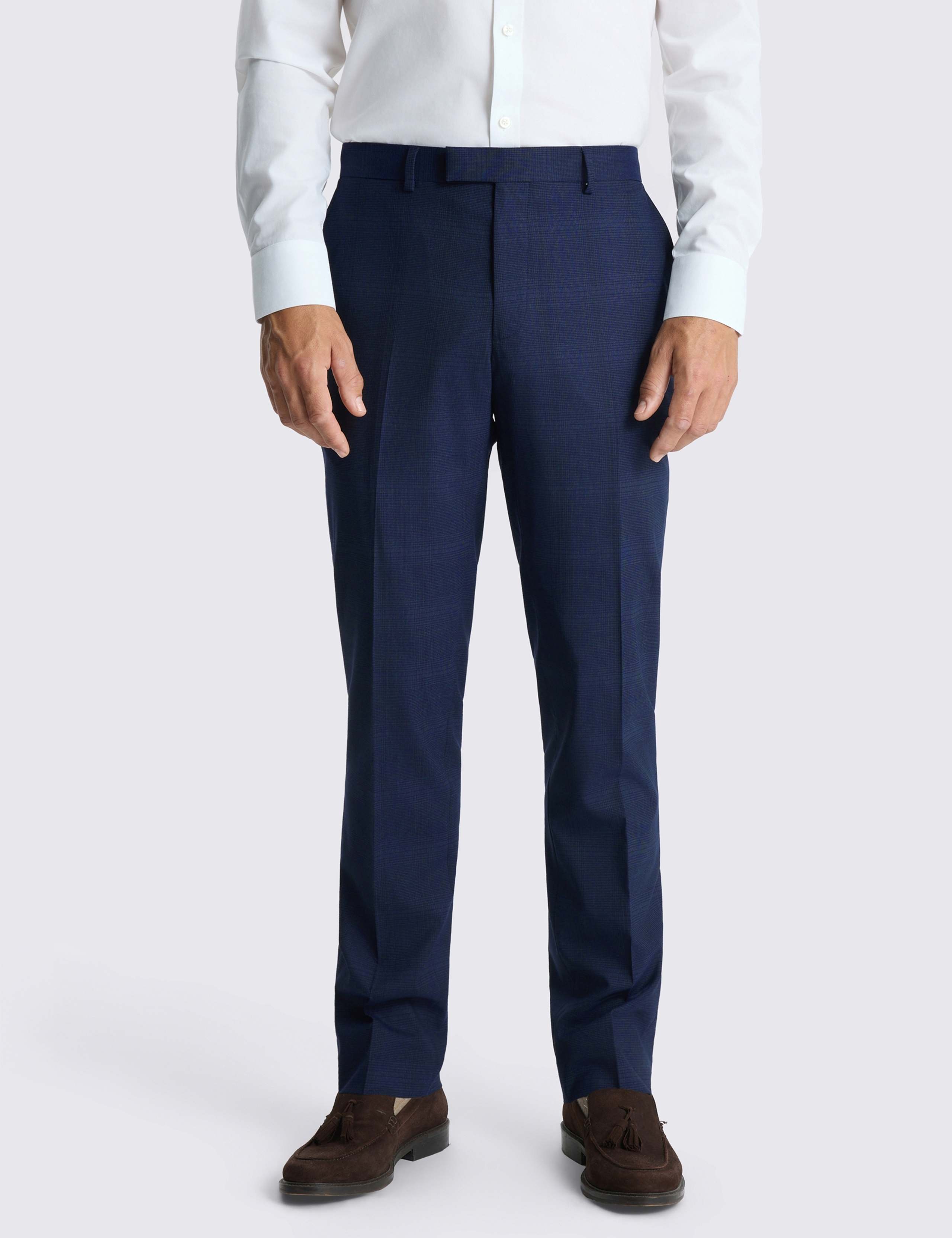 Slim Fit Micro Houndstooth Check Suit Trousers