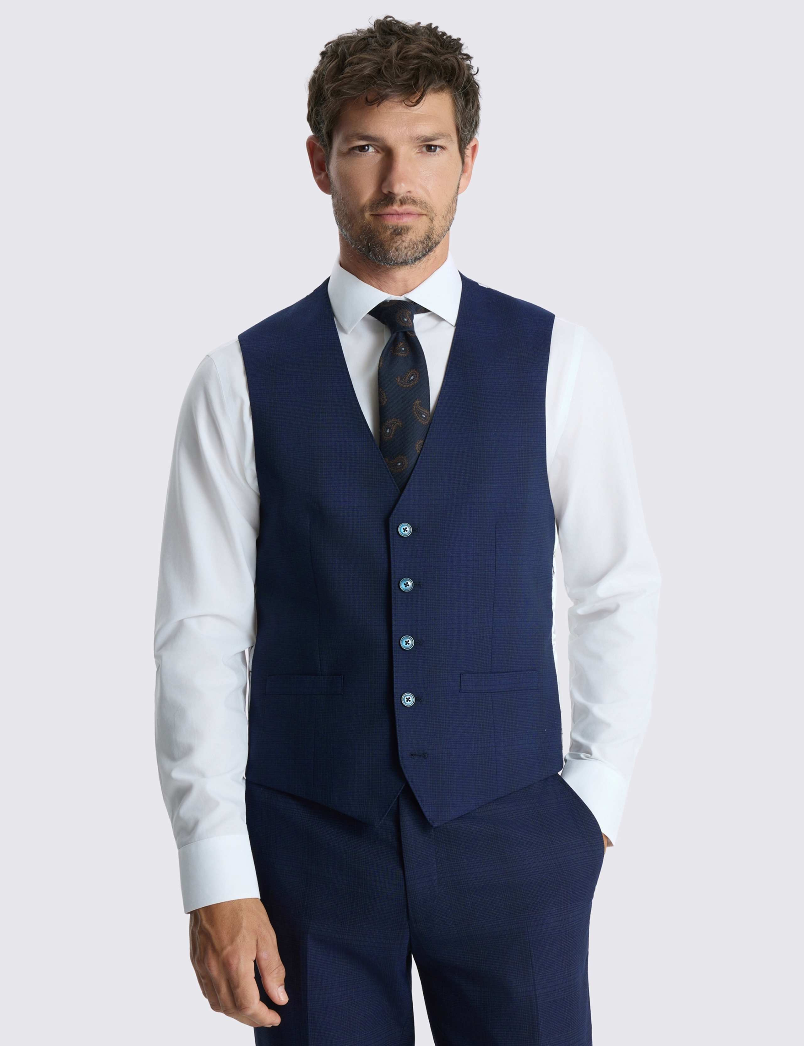 Slim Fit Check Waistcoat