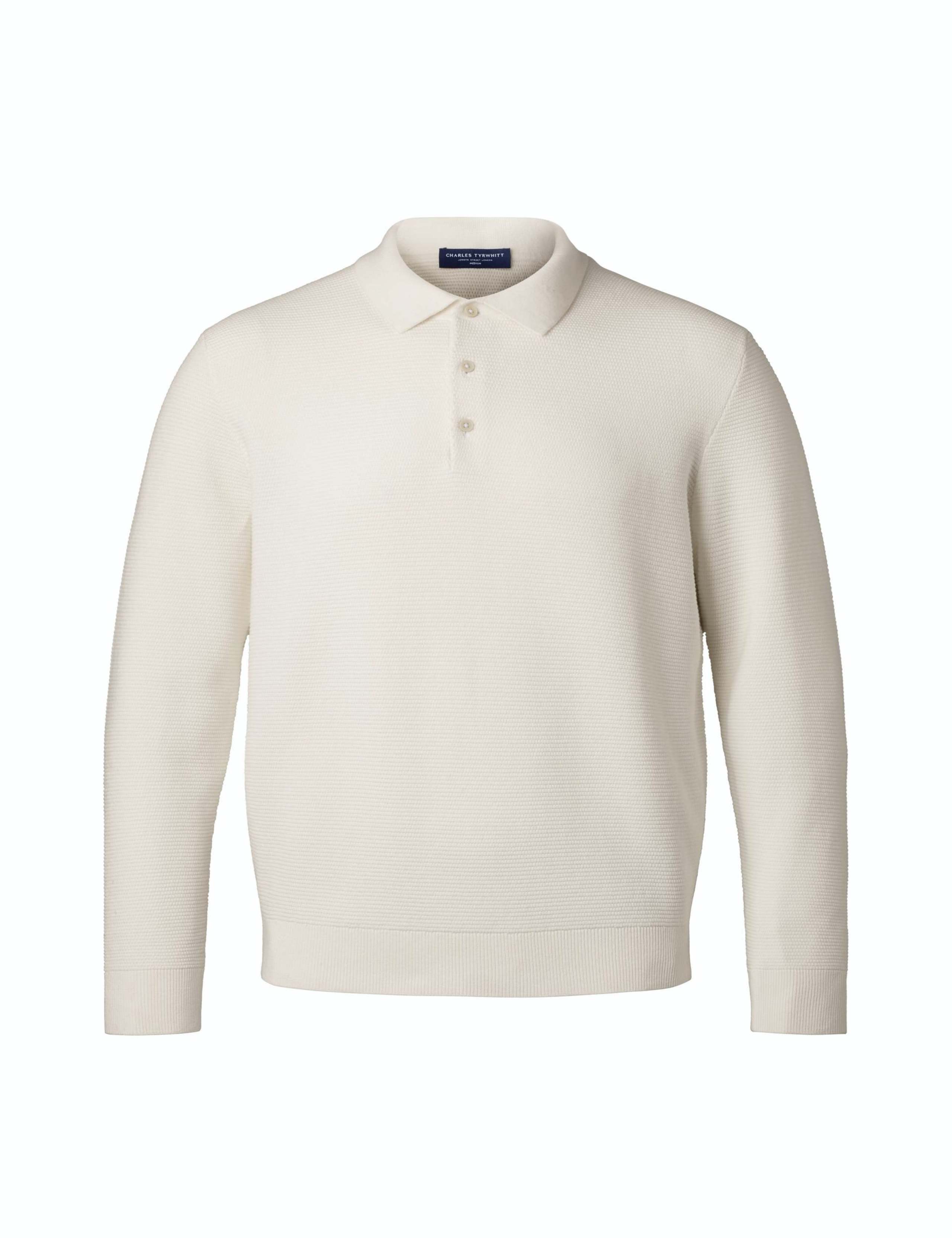 Pure Cotton Textured Knitted Polo Shirt