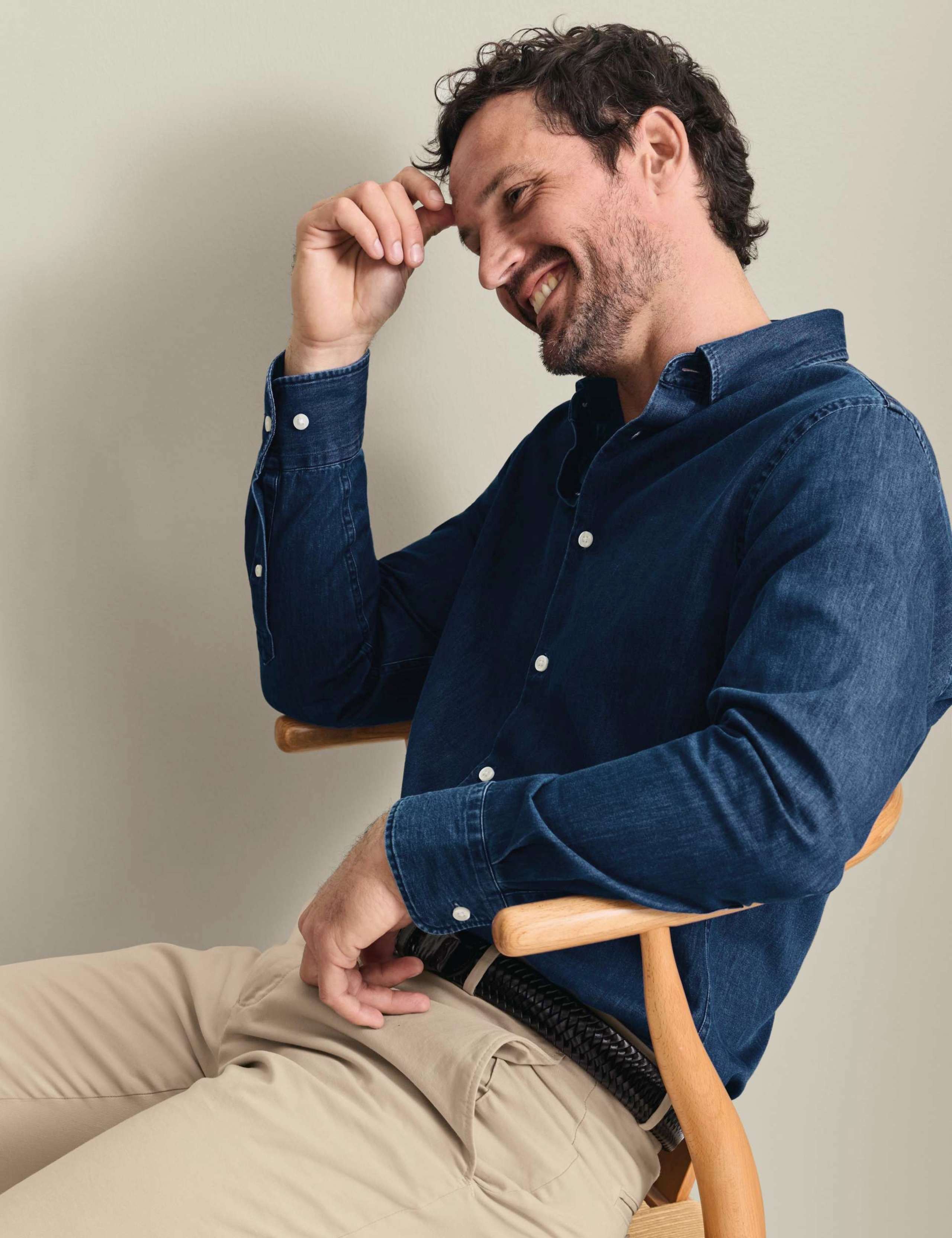 Slim Fit Pure Cotton Denim Shirt